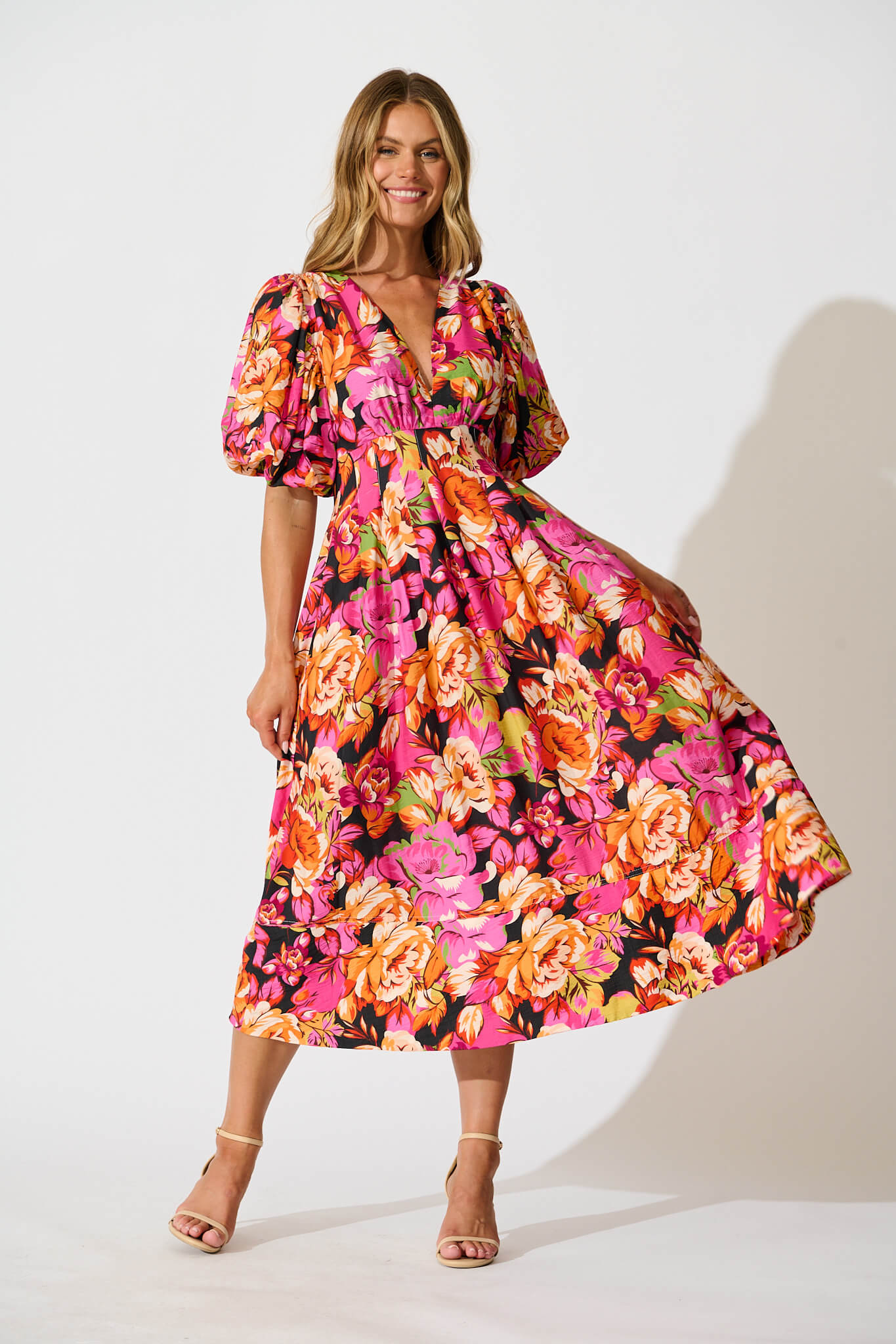 Daydreamer Midi Dress In Multi Floral