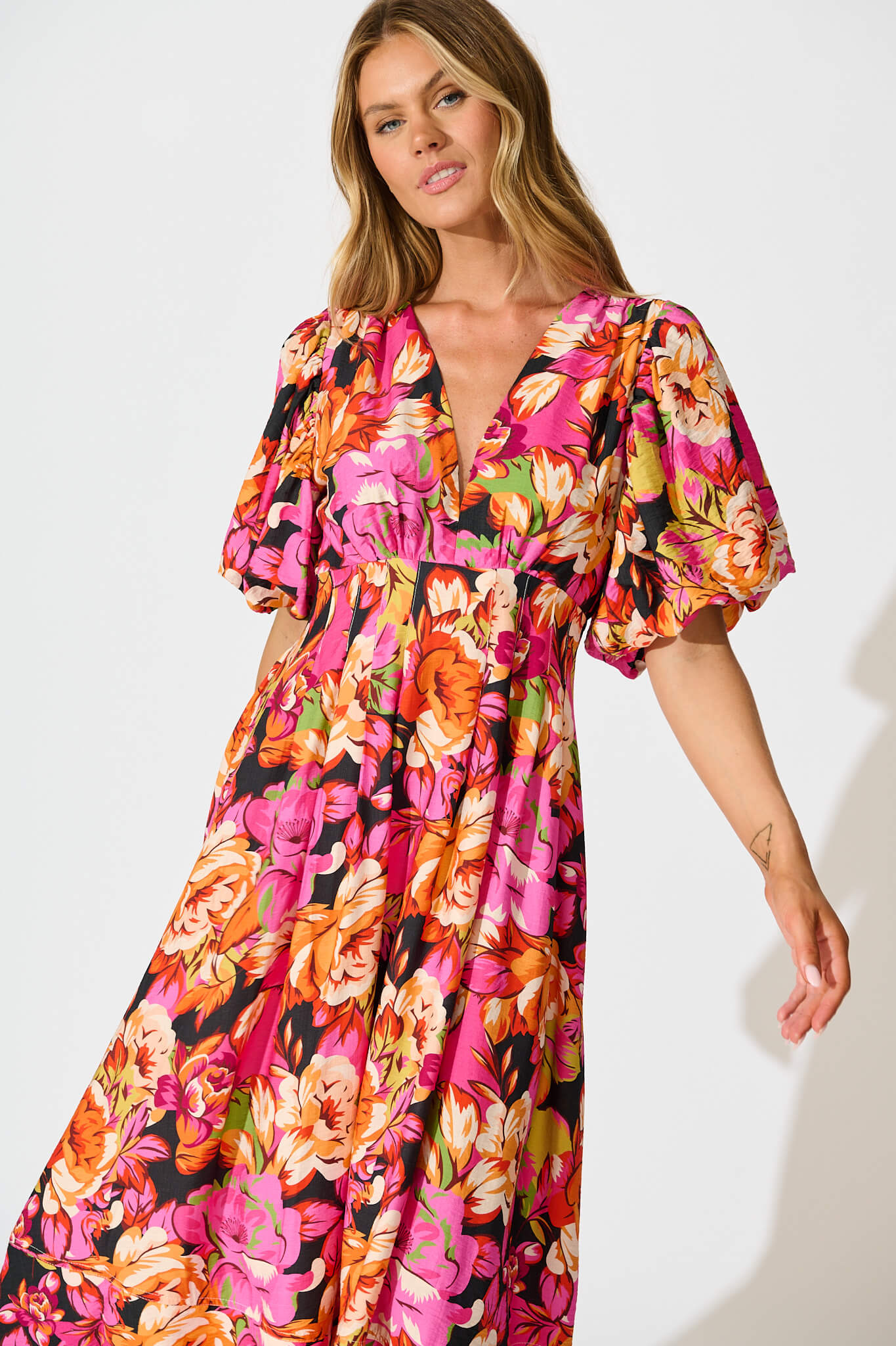 Daydreamer Midi Dress In Multi Floral
