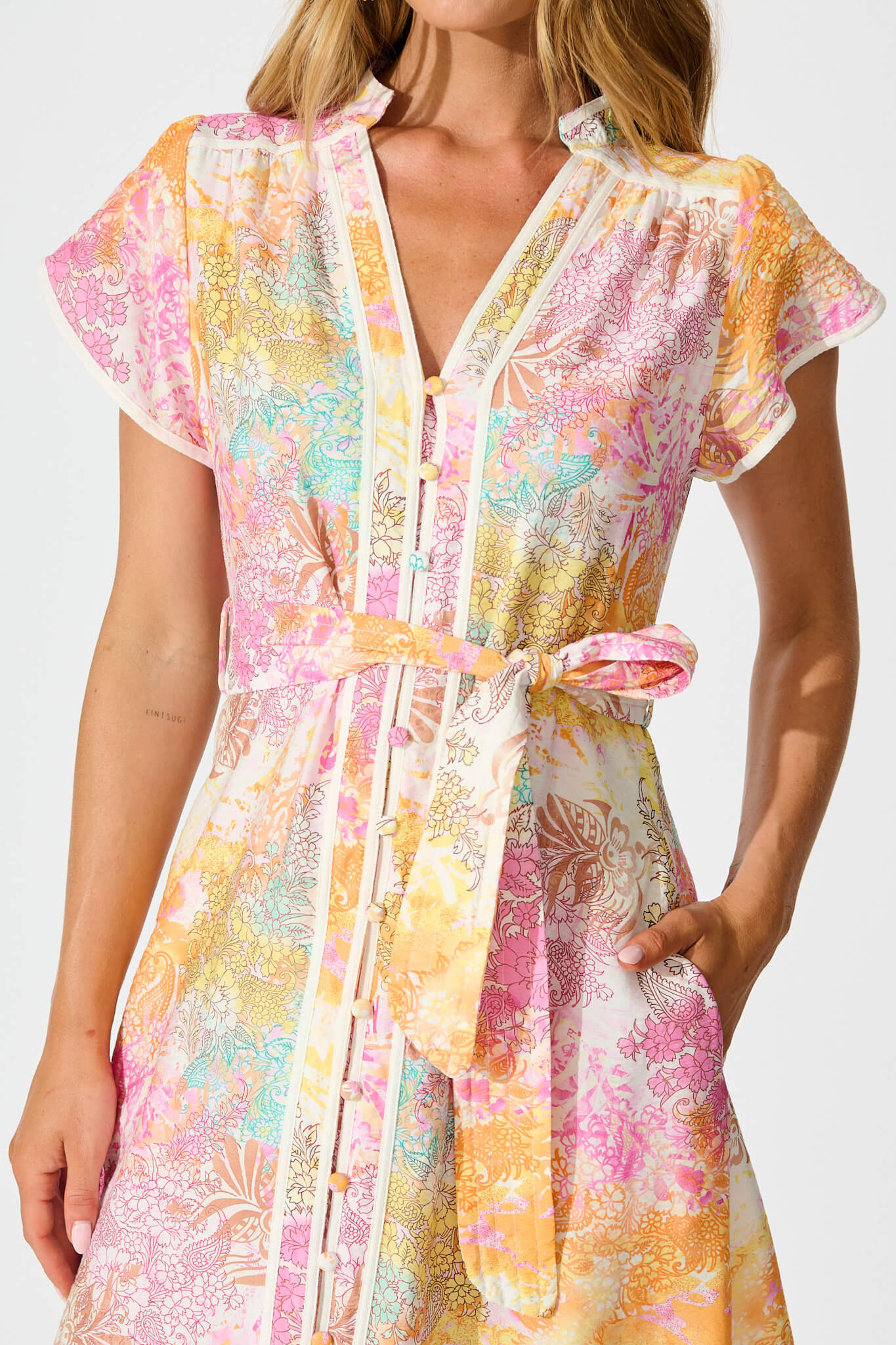 Alhambra Midi Dress in Pastel Watercolour