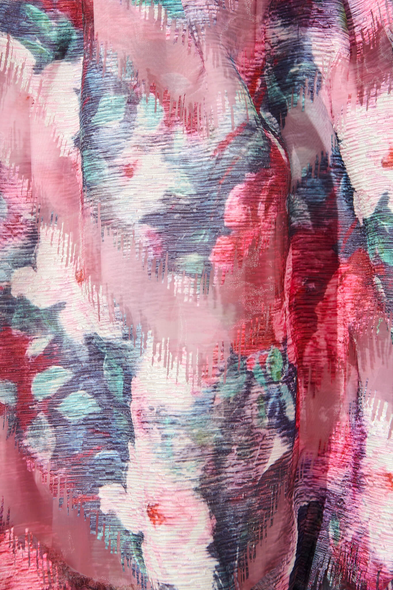 Solaris Bubble Hem Dress in Pink with Multi Floral Organza