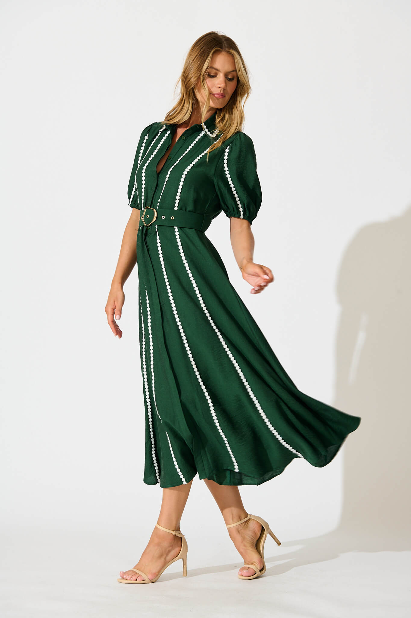 Adore Maxi Shirt Dress in Emerald Green