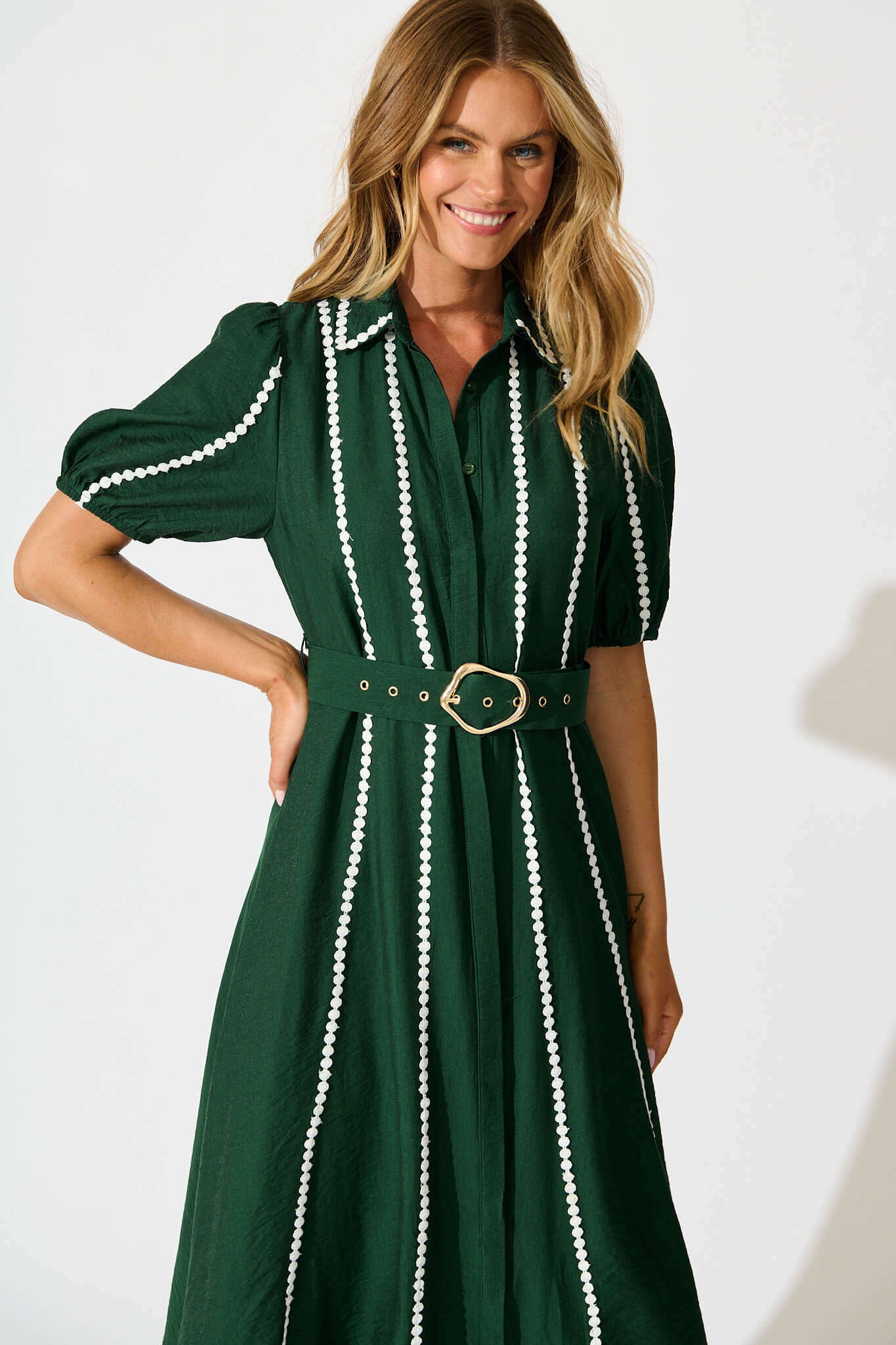 Adore Maxi Shirt Dress in Emerald Green