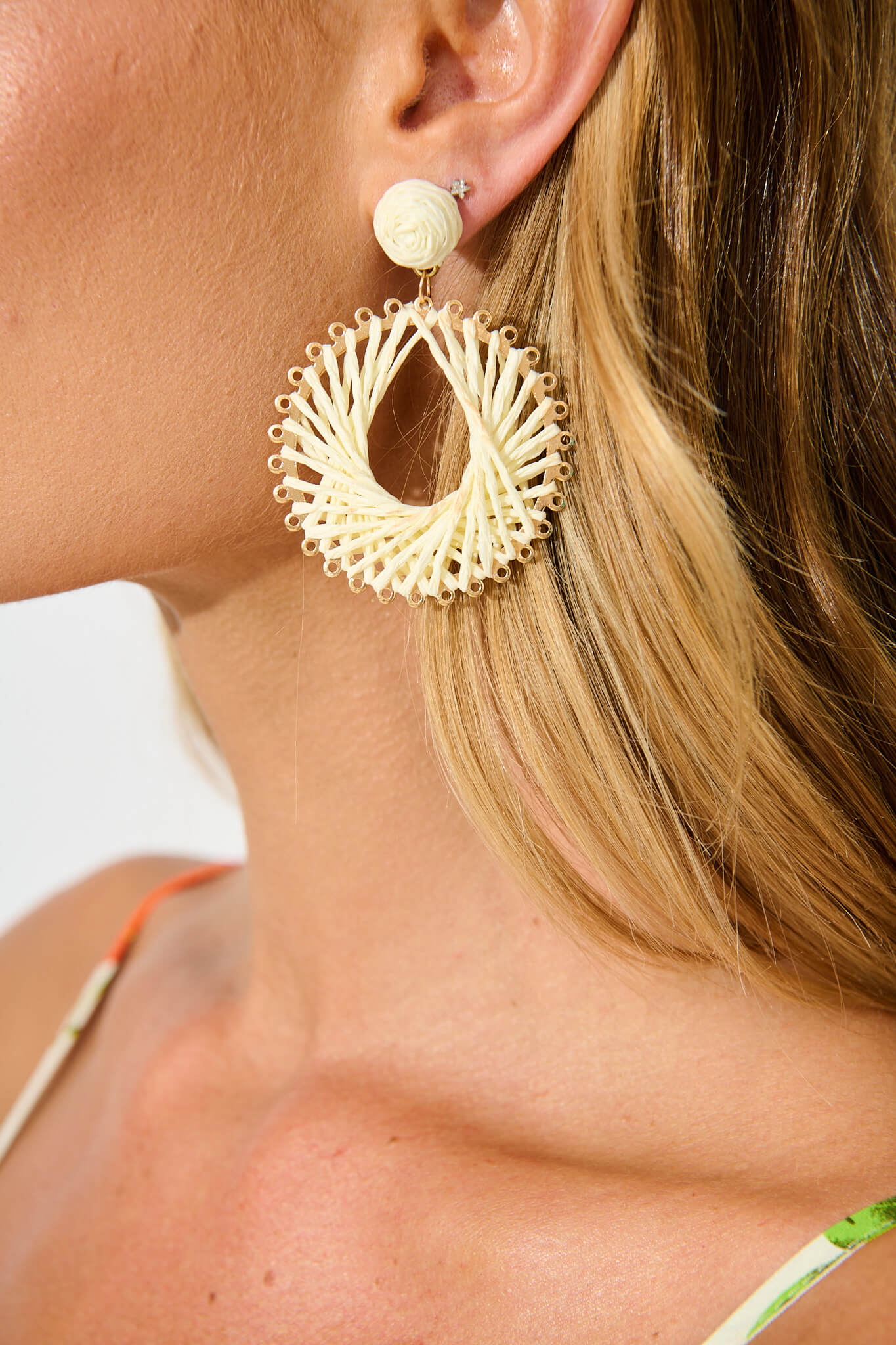 Lesia Drop Earring in Cream Straw