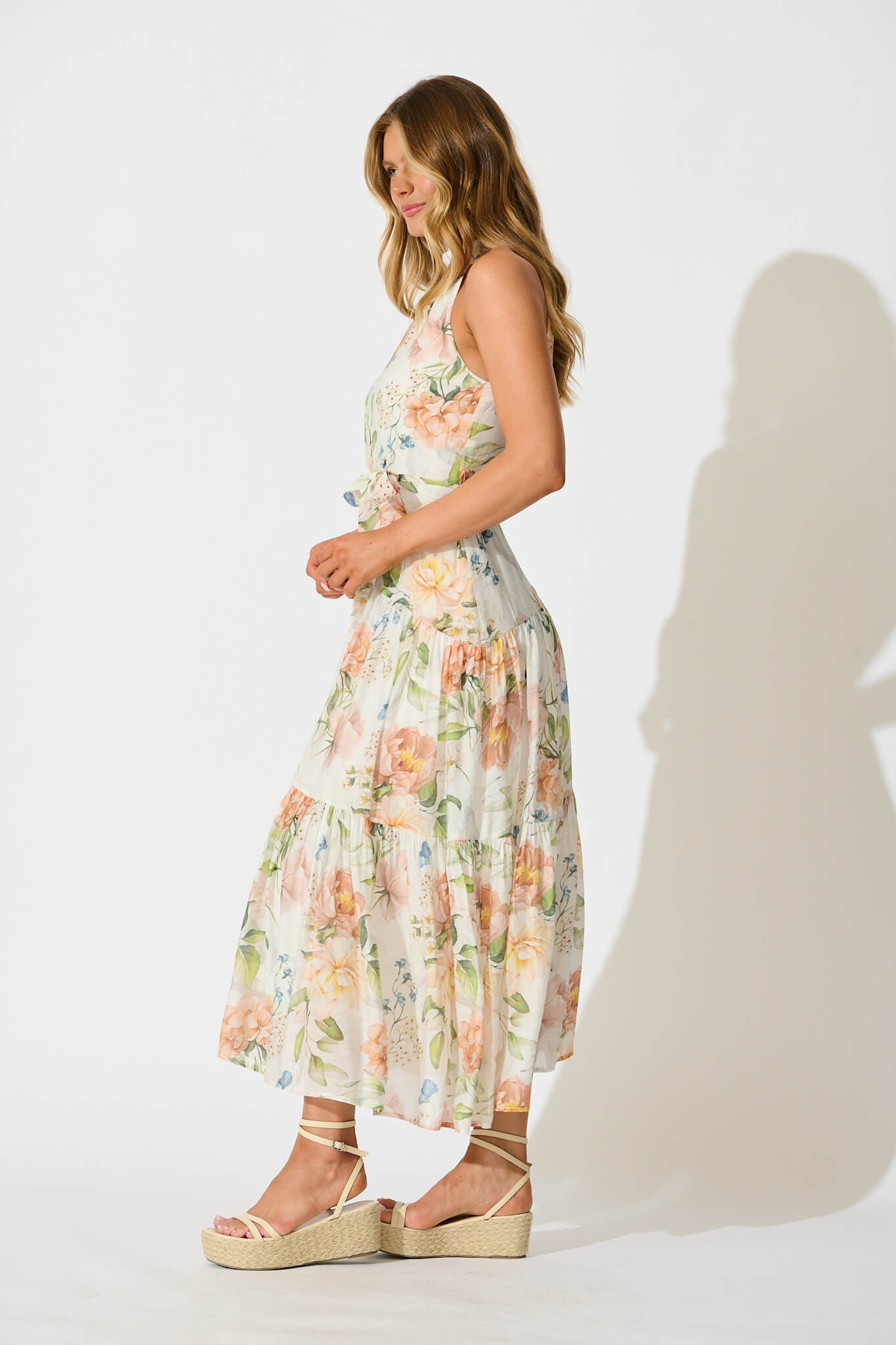 Khalo Maxi Dress In Cream Multi Floral