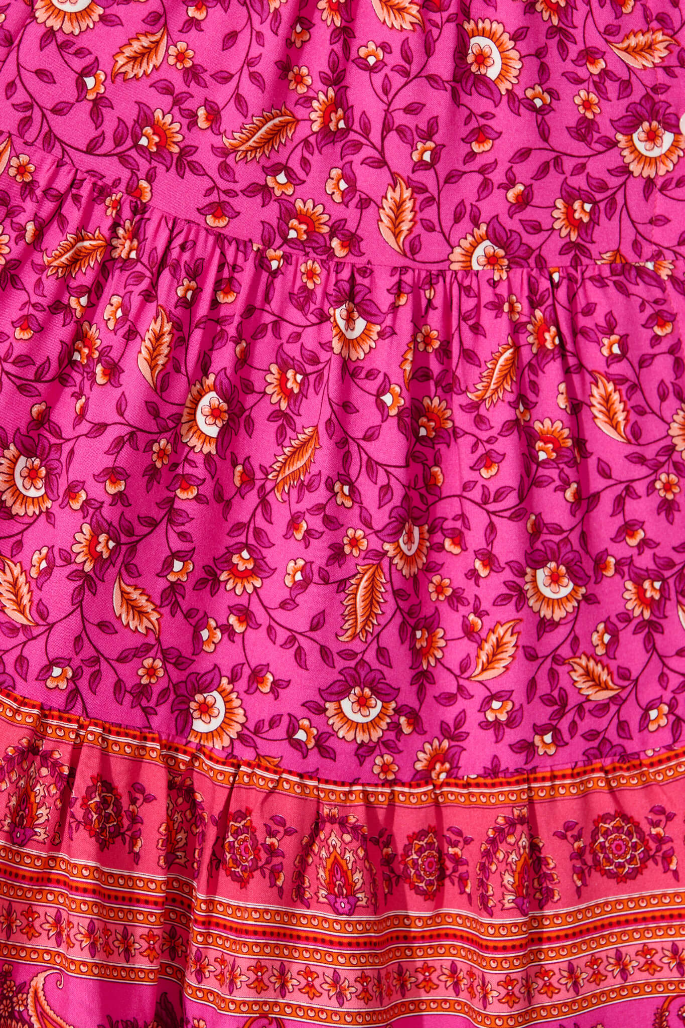 Abriella Dress In Magenta Floral Border Print