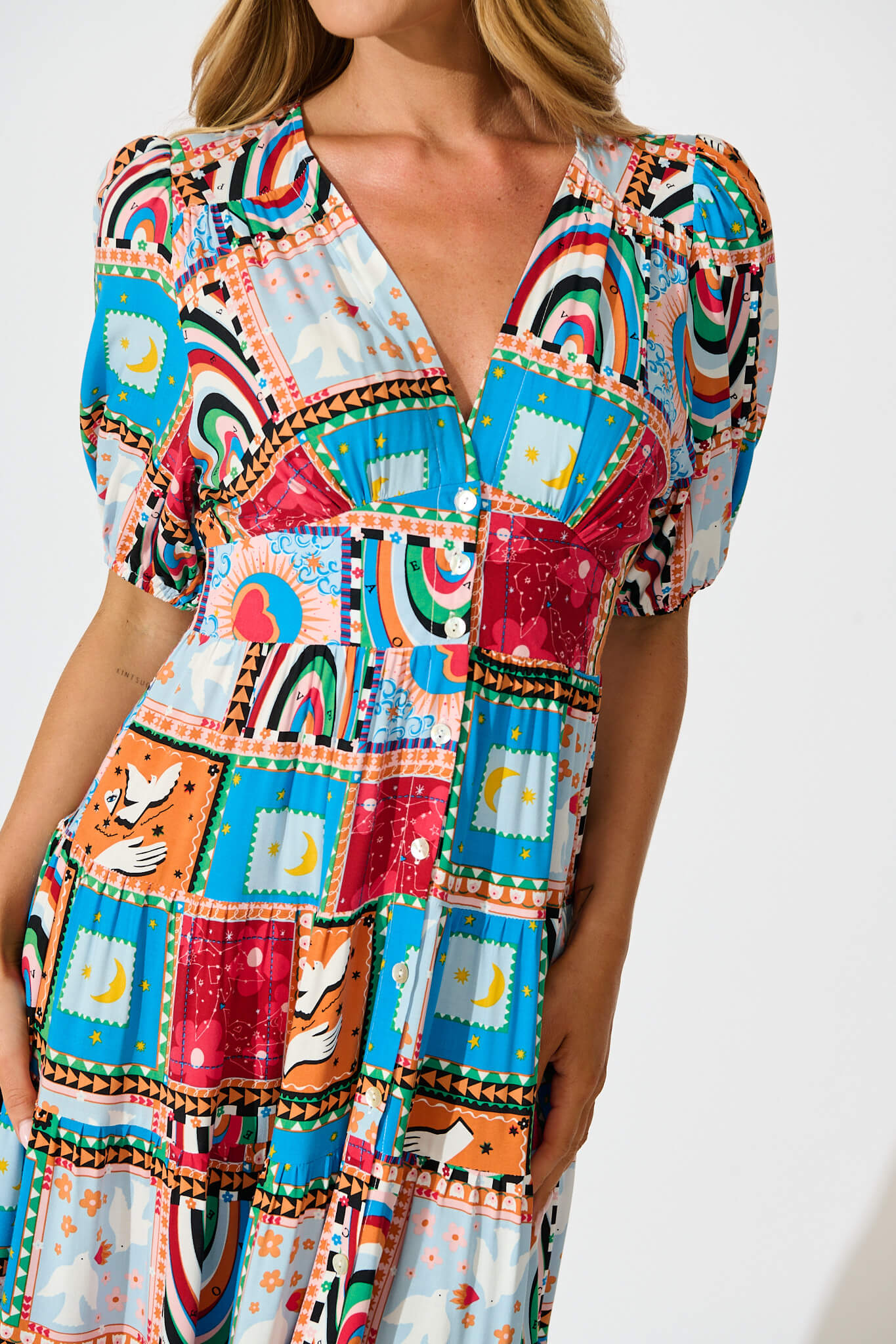 Modica Midi Dress In Bright Multi