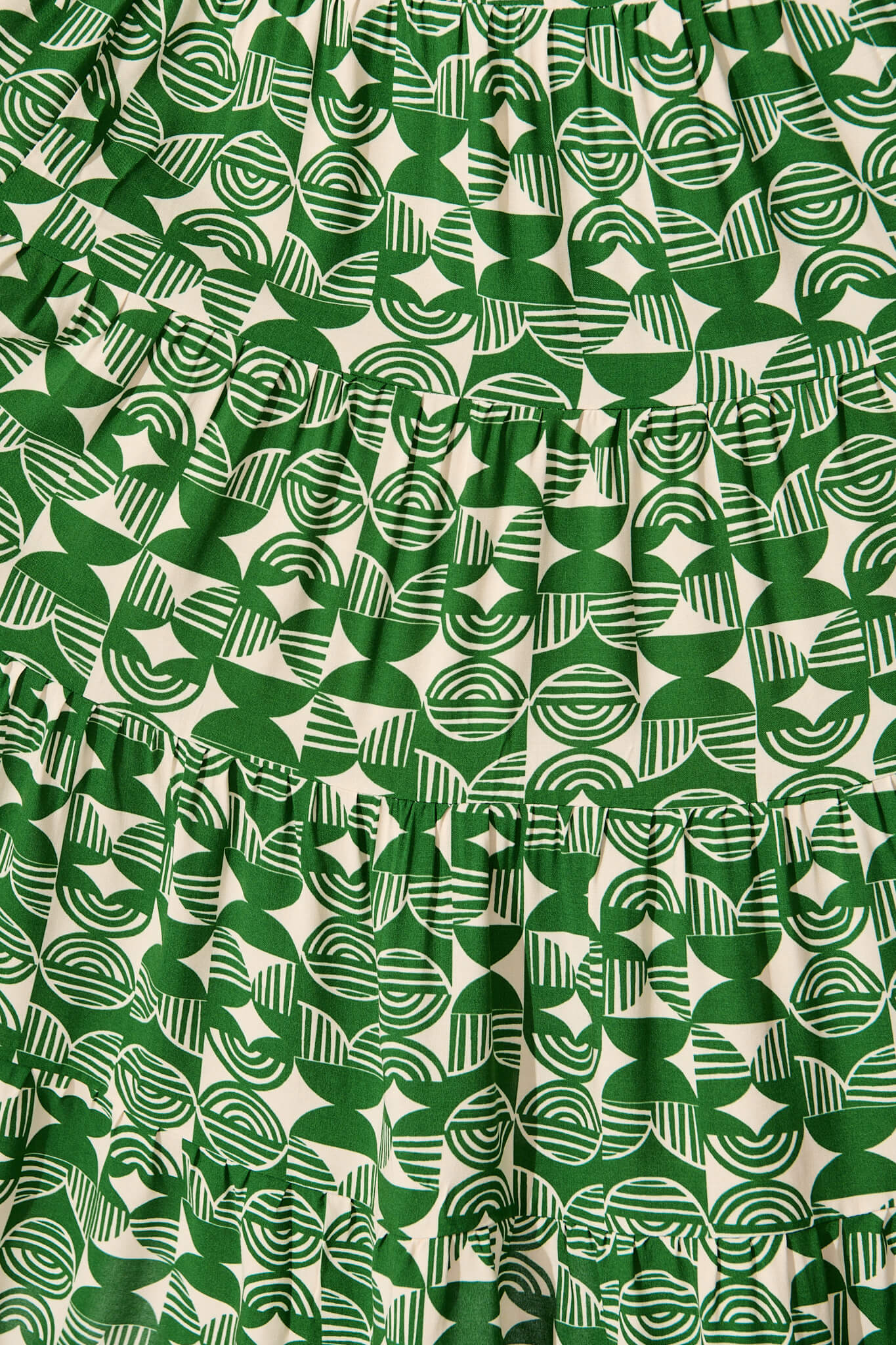 Modical Midi Dress In Green and White Print