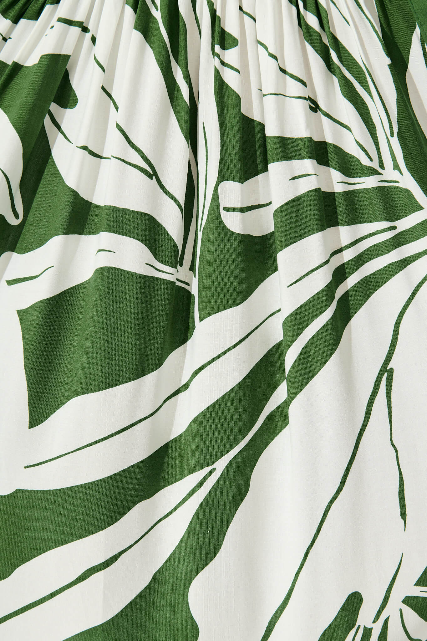 Vincente Smock Dress in Green with White Leaf