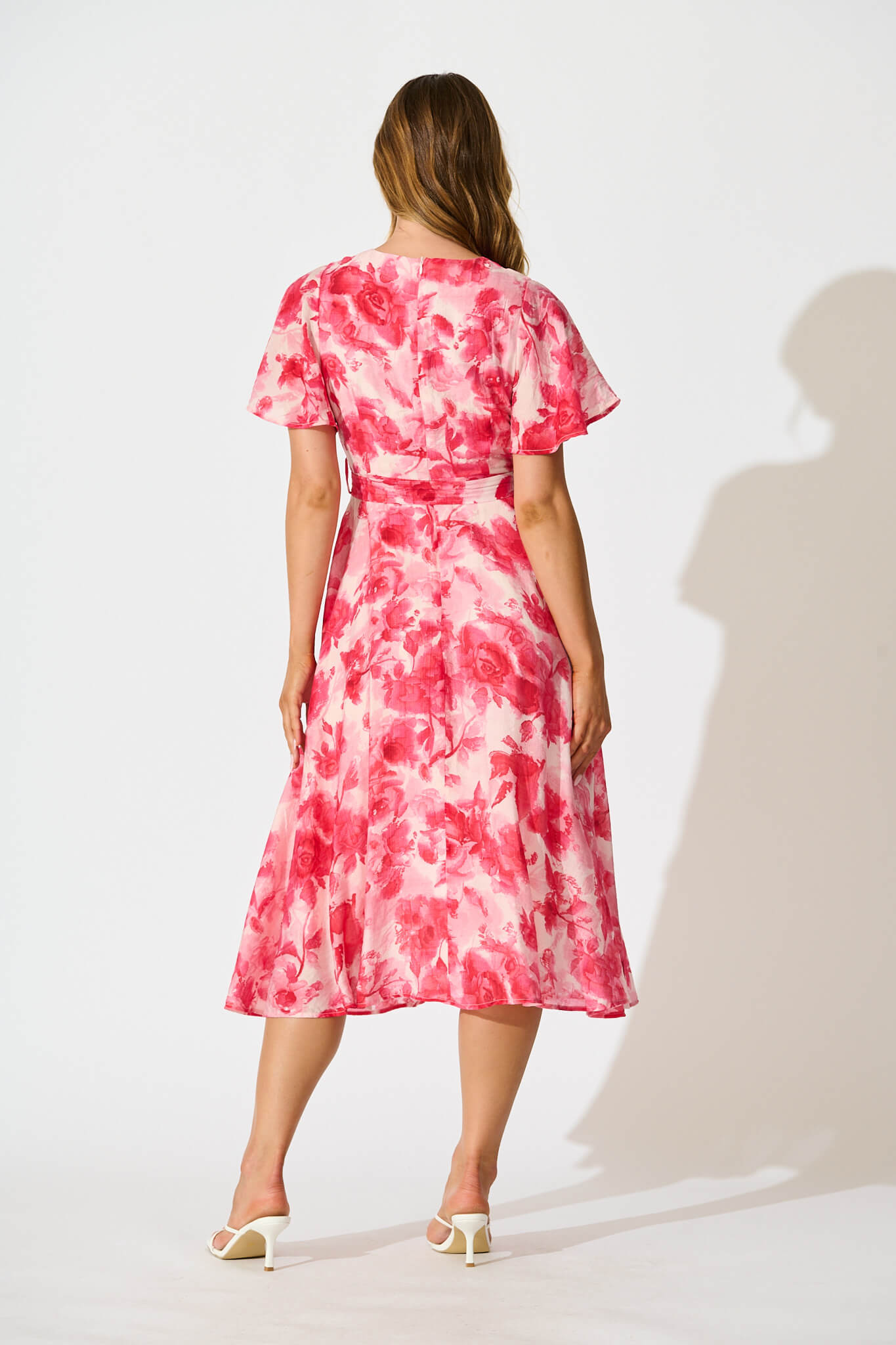 Amara Midi Dress in Pink Floral