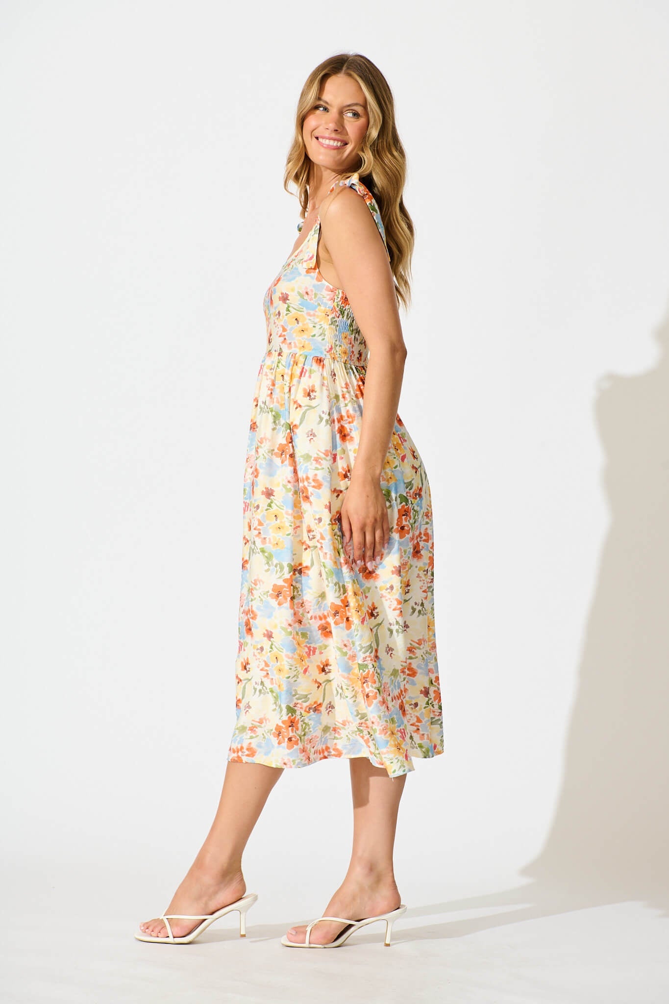 Asha Midi Sundress In Multi Floral