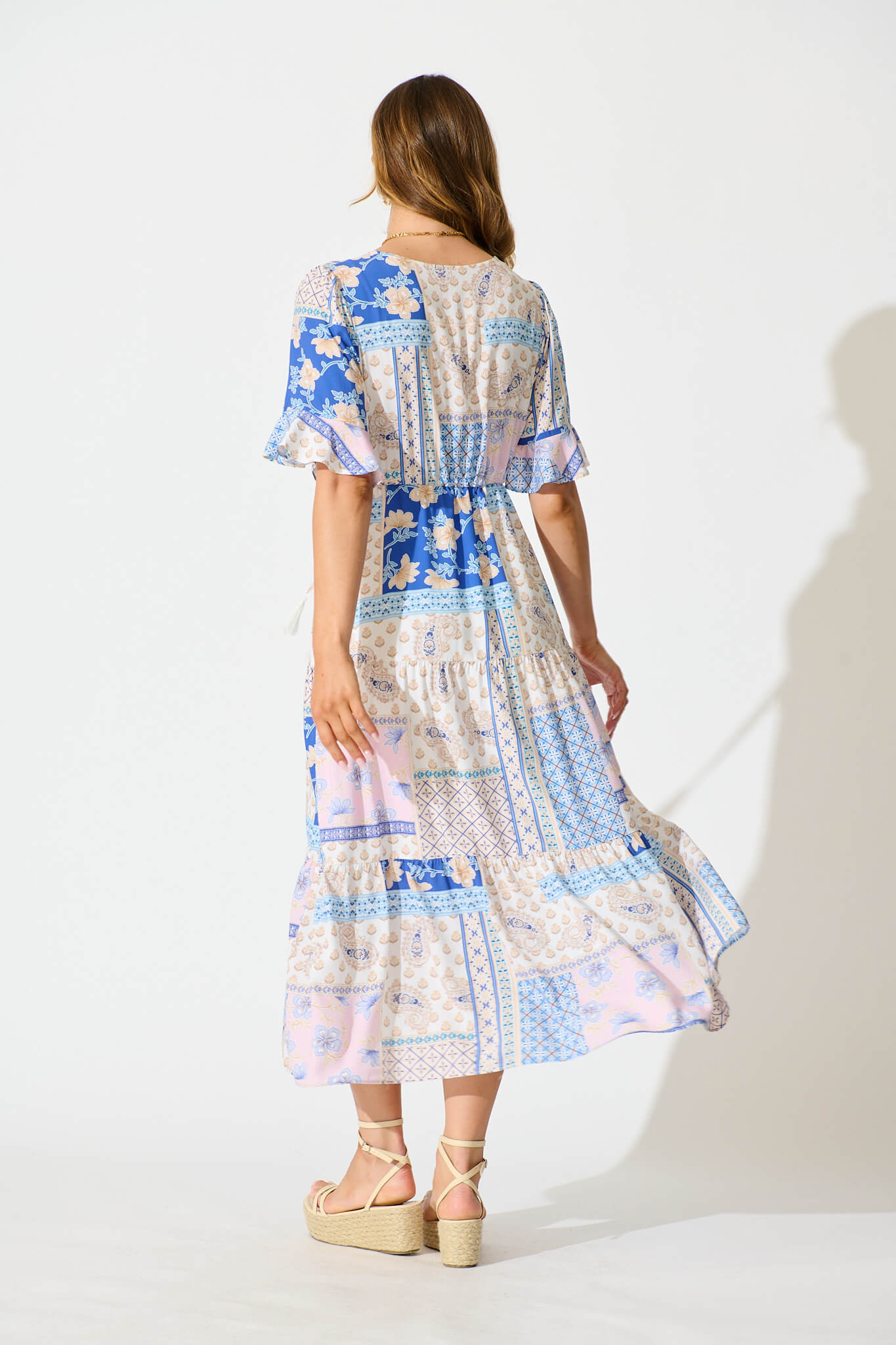 Endless Summer Maxi Dress in Blue Multi Patchwork