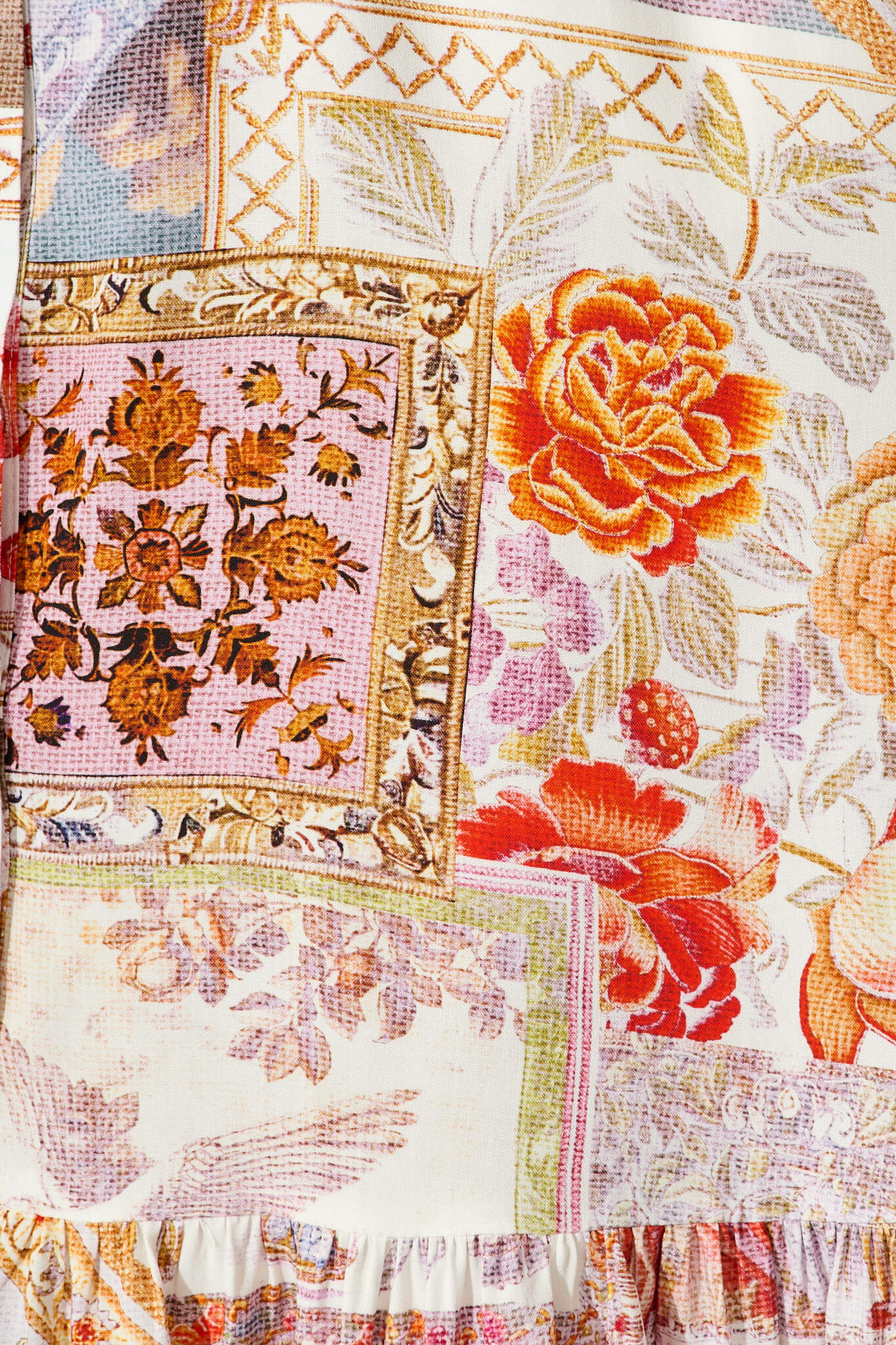 Allyna Midi Shirt Dress in White Multi Patchwork