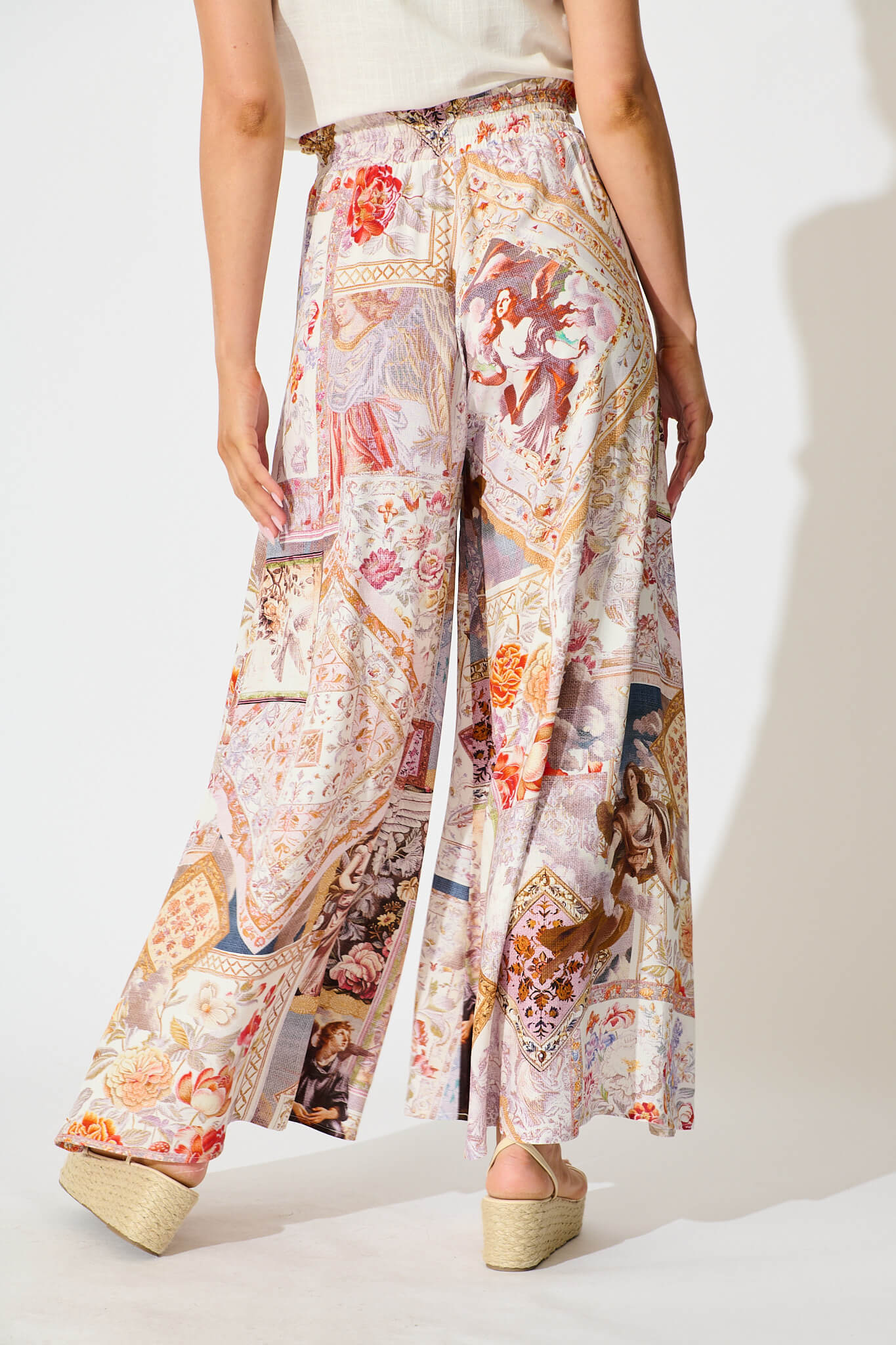 Mariah Pant In White Multi Patchwork