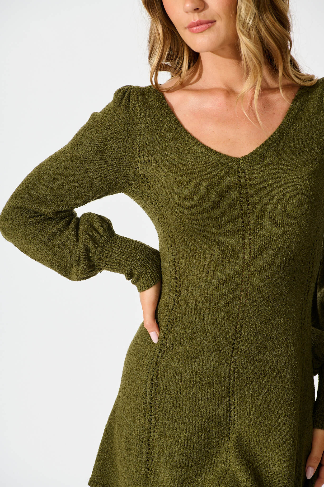 Analia Knit Dress In Khaki