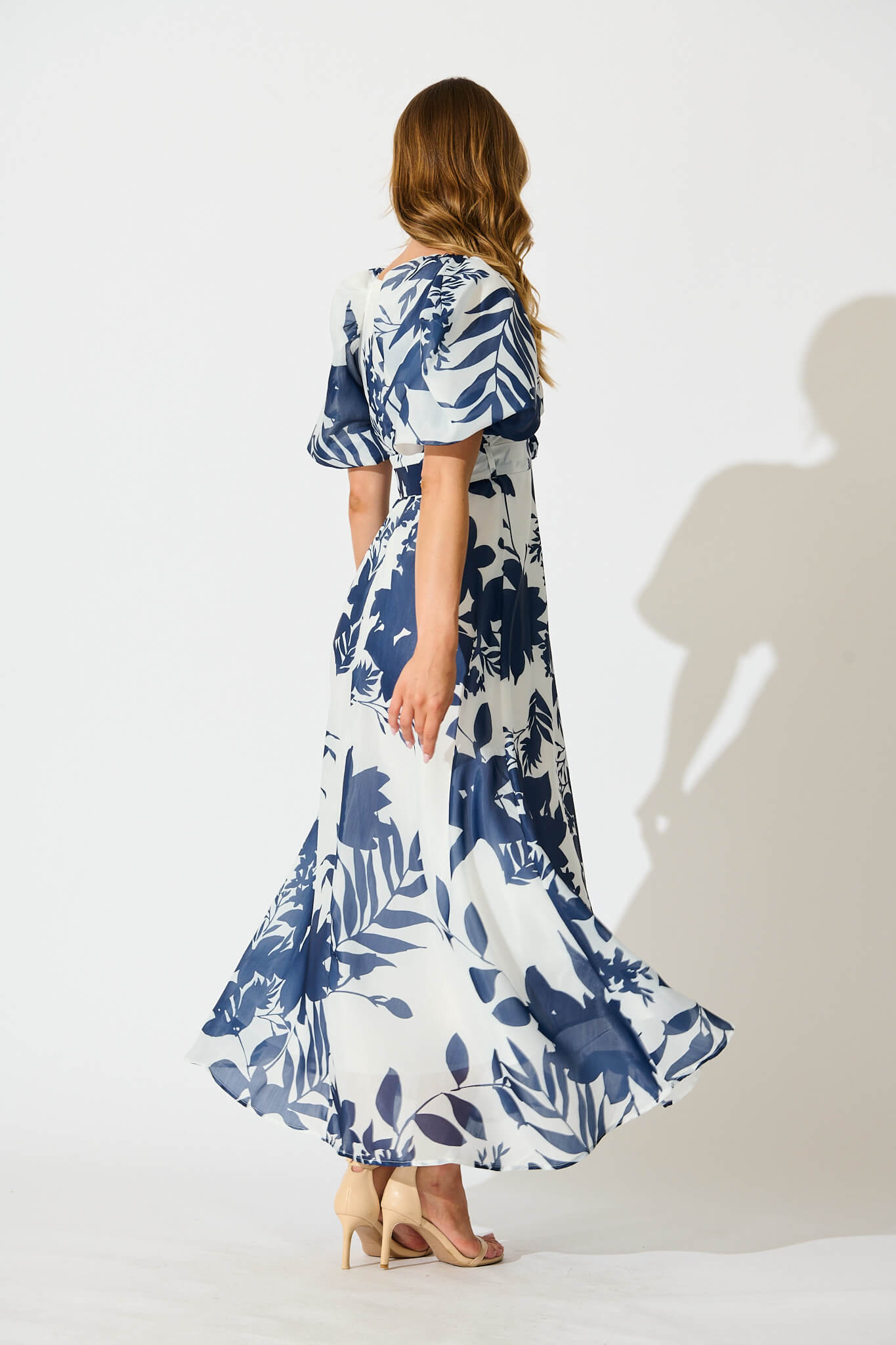 Tuscany Maxi Dress in Navy with White Print