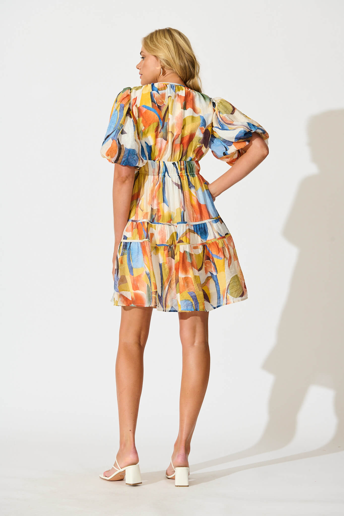 Amarusso Dress in White with Multi Print