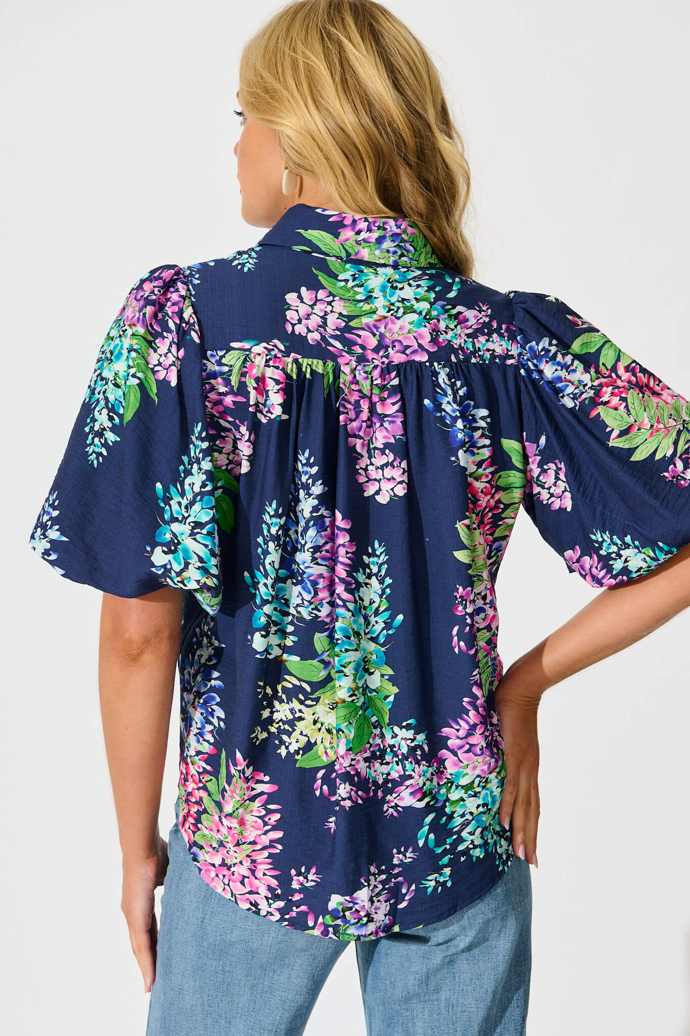 Orland Shirt in Navy Wisteria Print