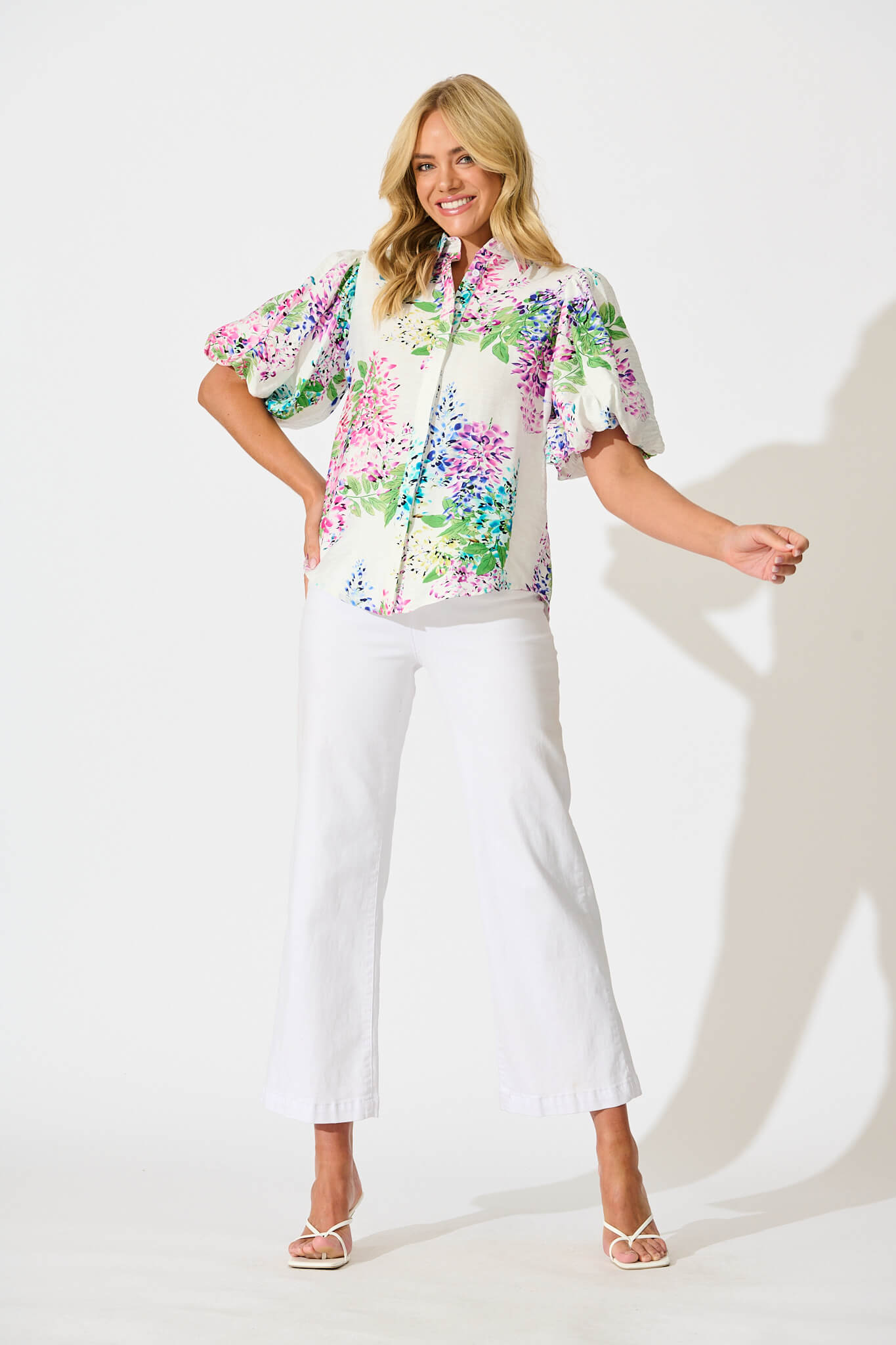 Orland Shirt in White Wisteria Print