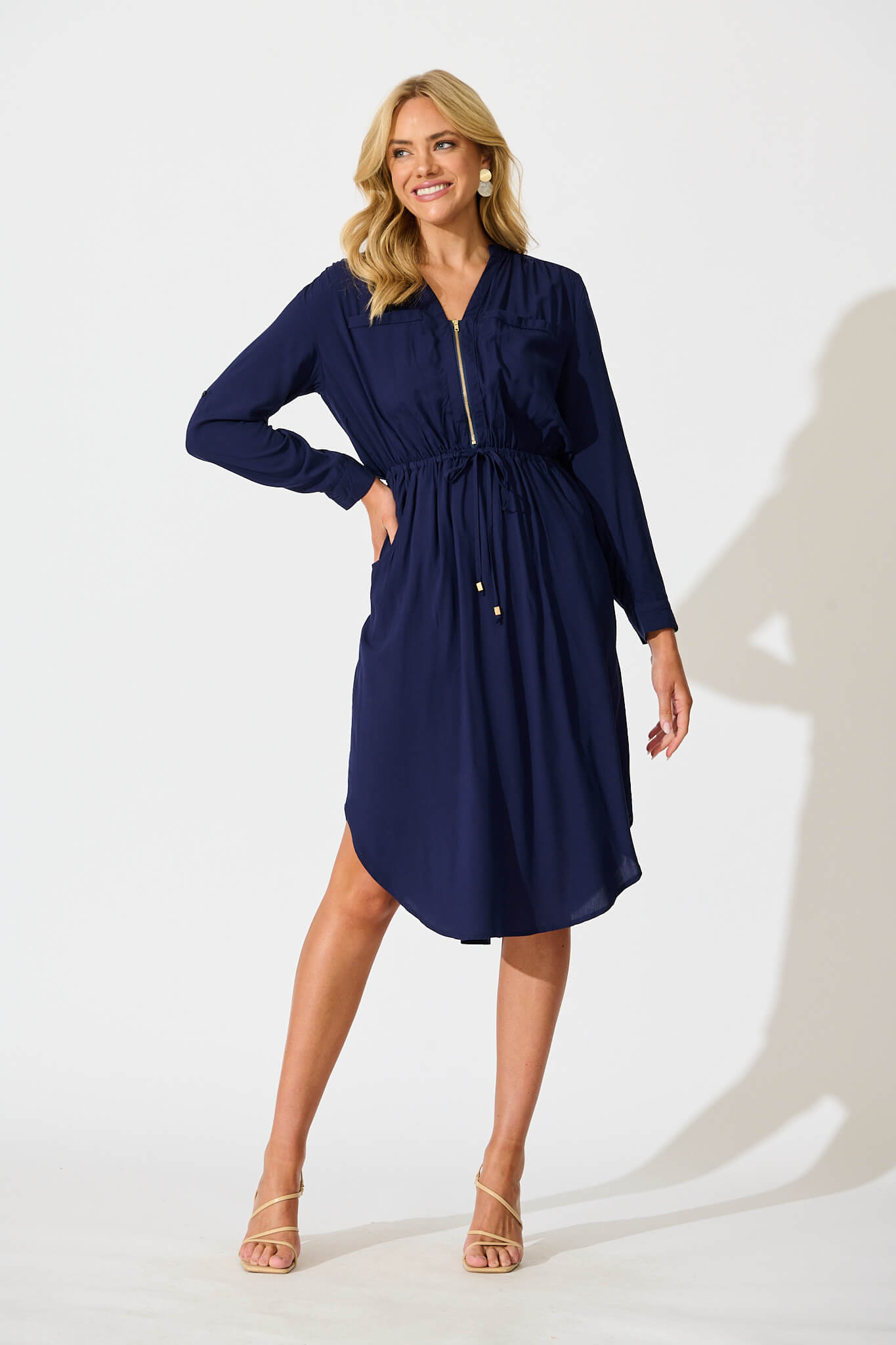 Rival Zip Dress in Navy