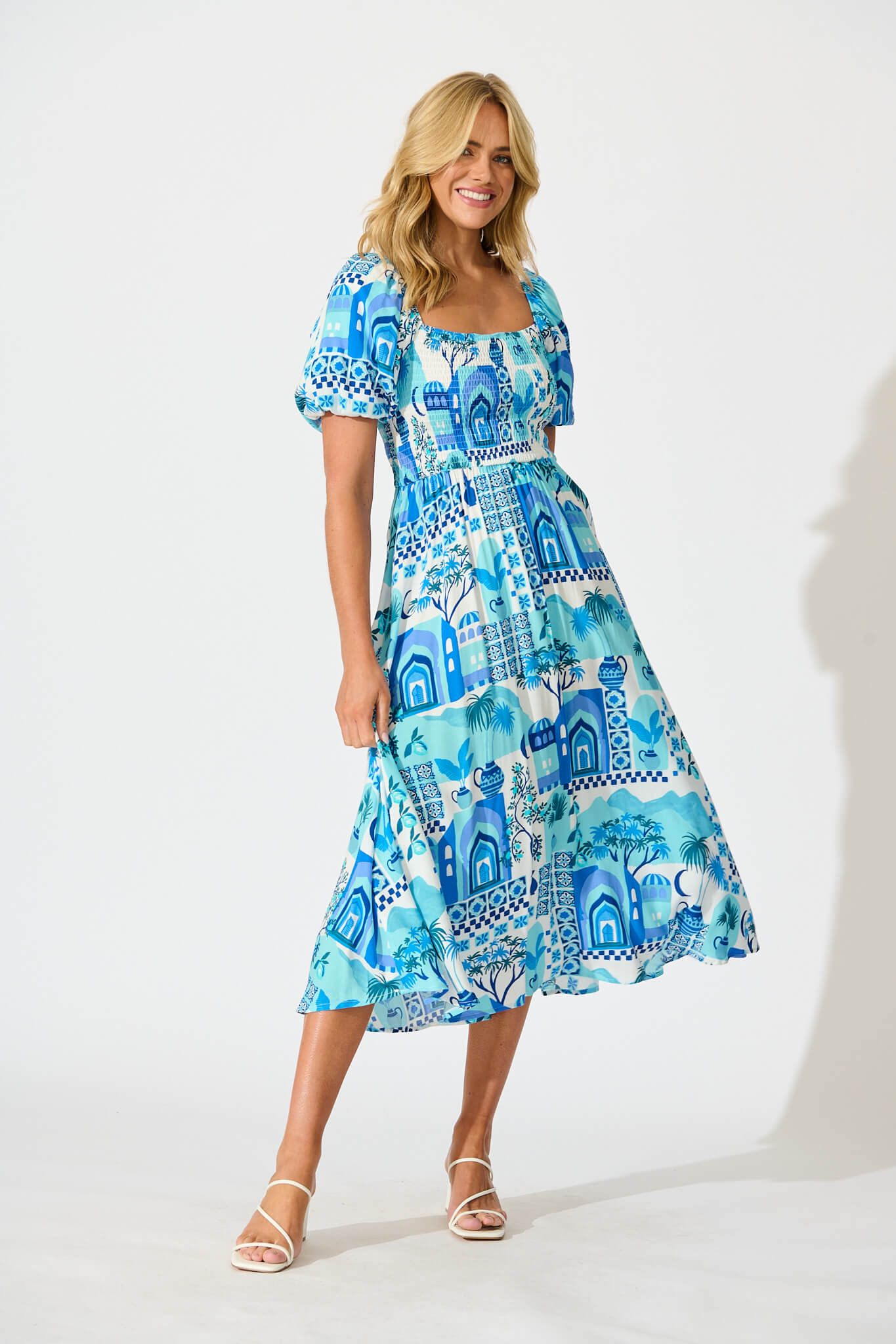 Mariam Midi Dress In Blue Multi