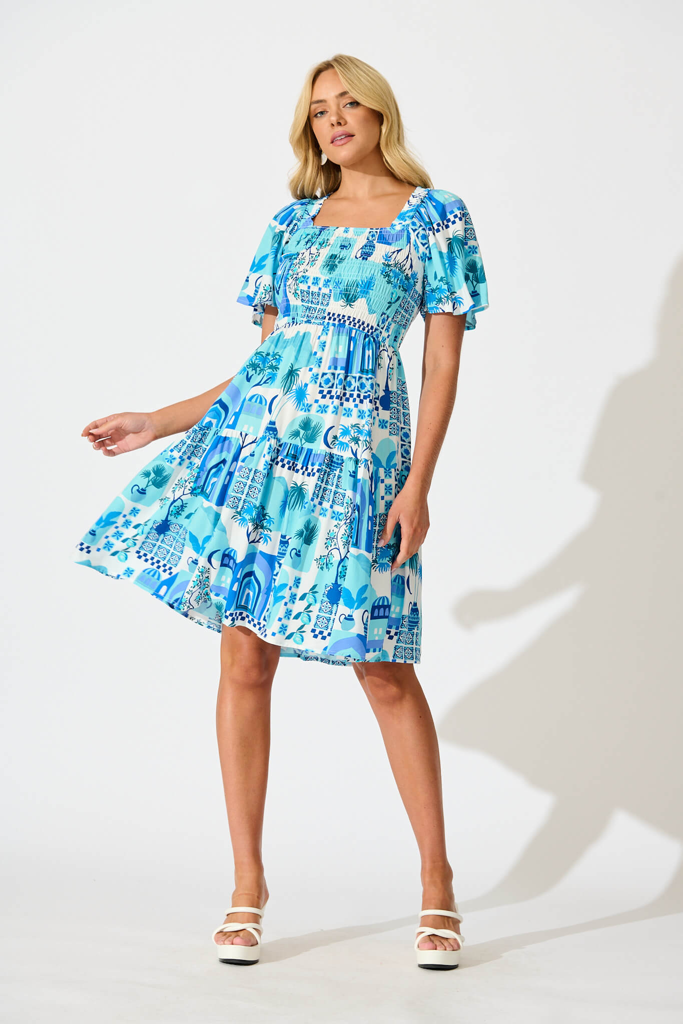 Beguile Dress in Blue Multi