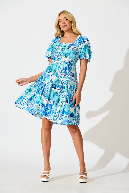 Beguile Dress in Blue Multi