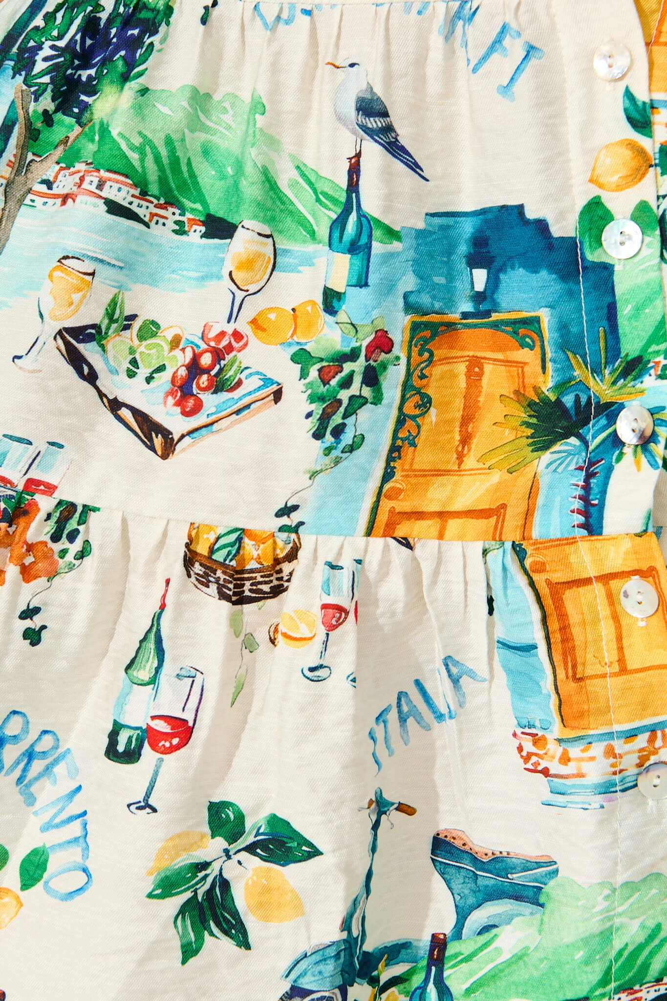 Esmarie Dress in White with Multi Summer Print