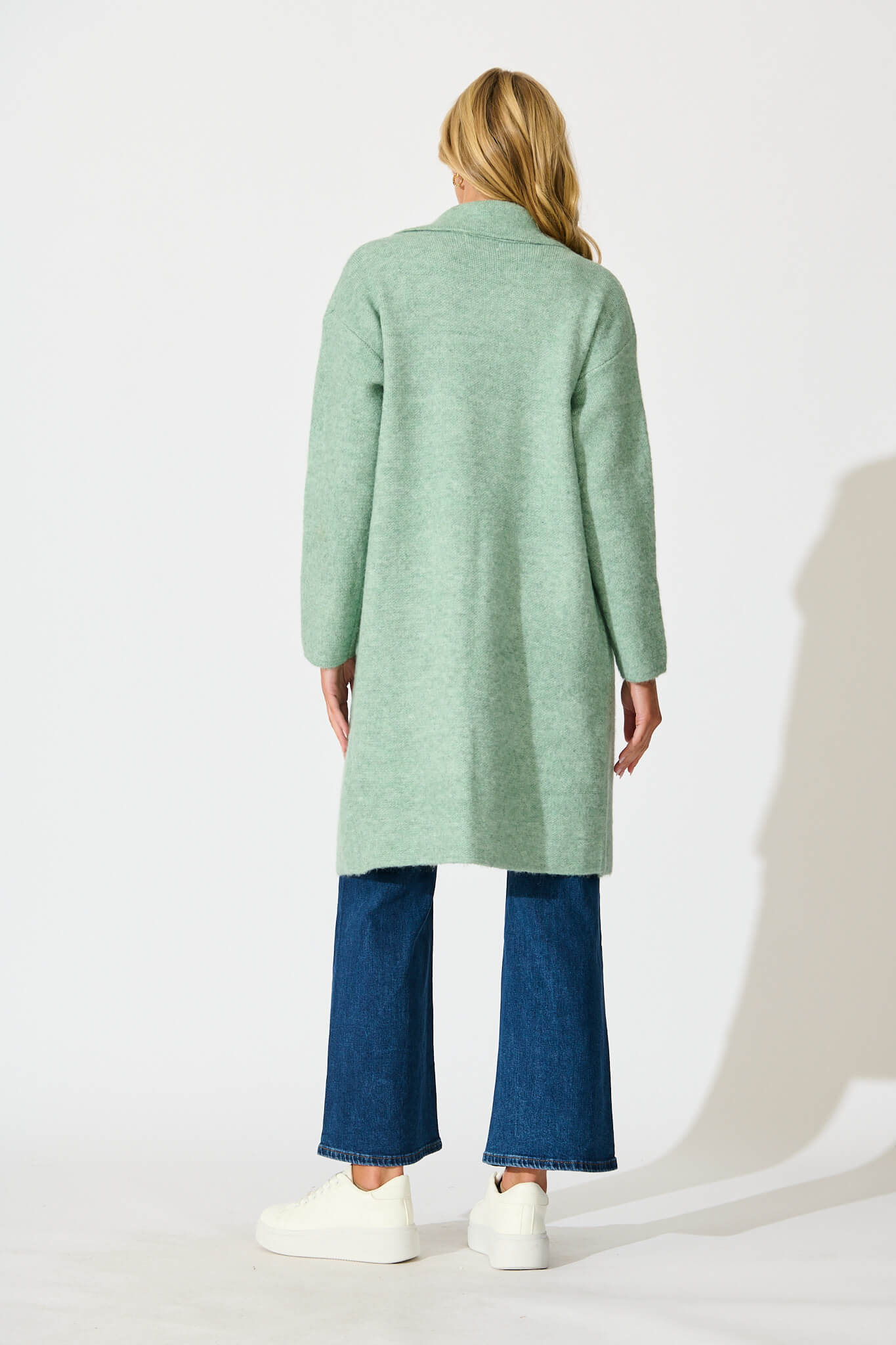 St Ives Coatigan in Green Wool Blend