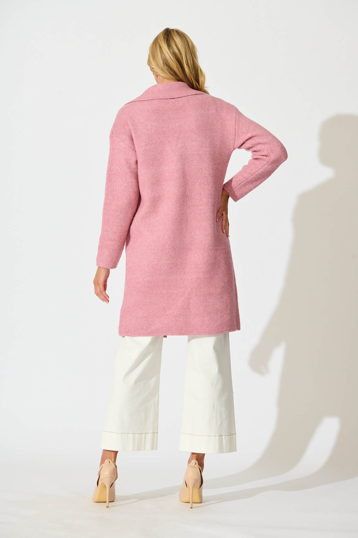 St Ives Coatigan in Pink Wool Blend