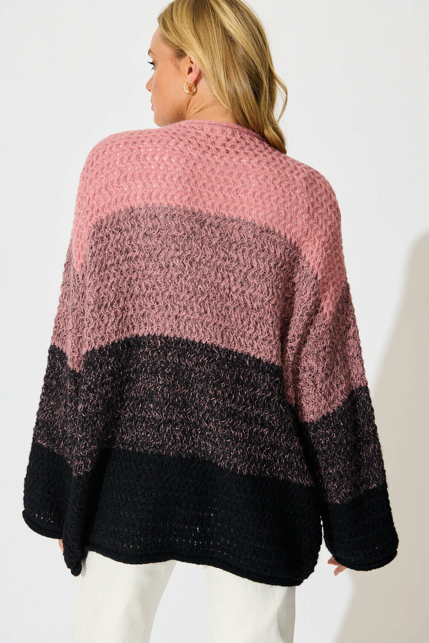 Maree Knit Cardigan in Pink Multi Stripe