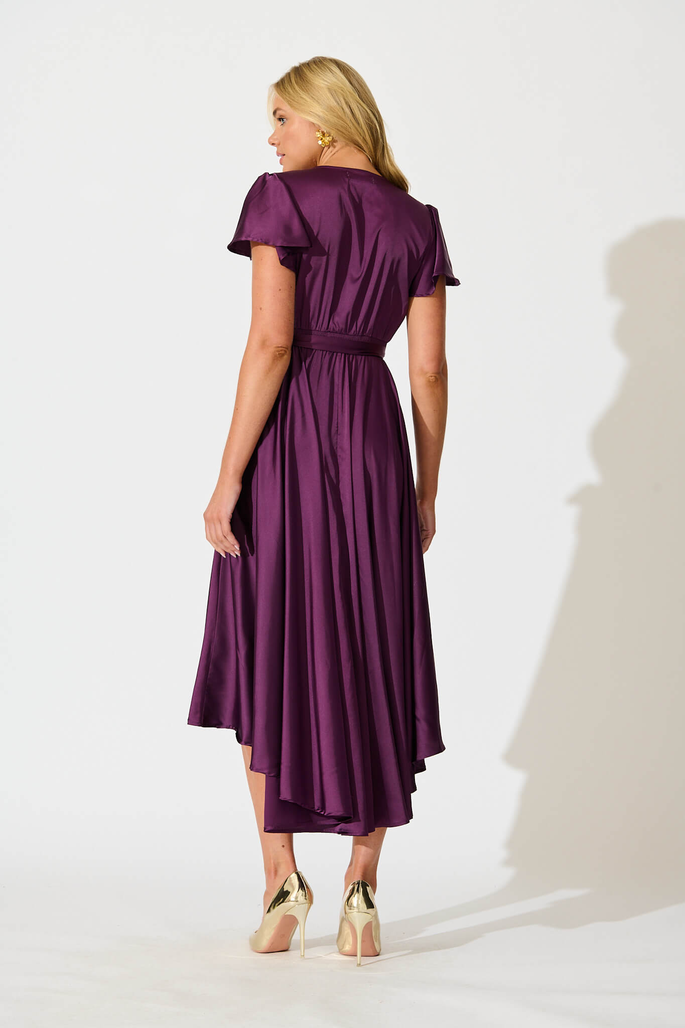 Loulou Maxi Dress in Plum Satin