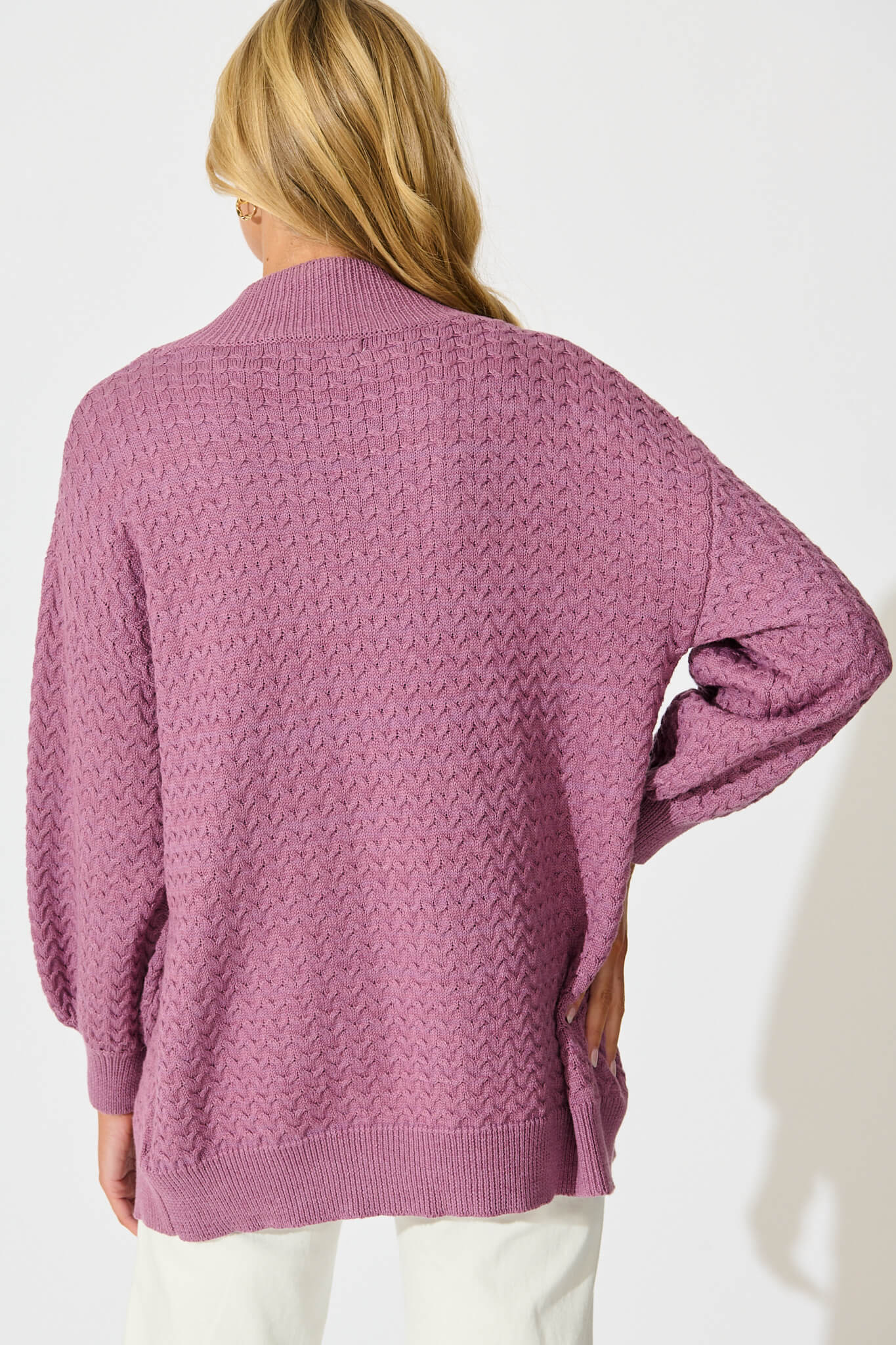Jenisha Knit Cardigan in Lilac Cotton Blend