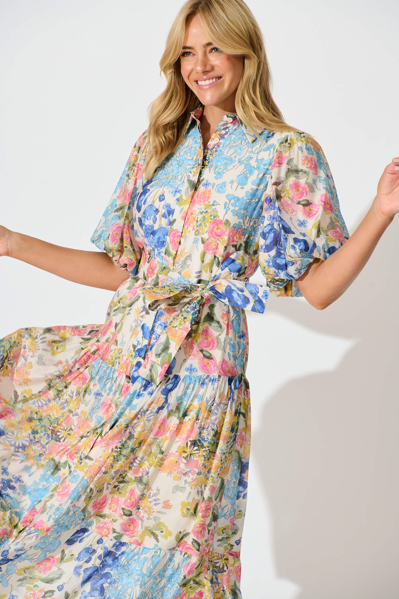 Rosina Maxi Shirt Dress in Vintage Floral Print