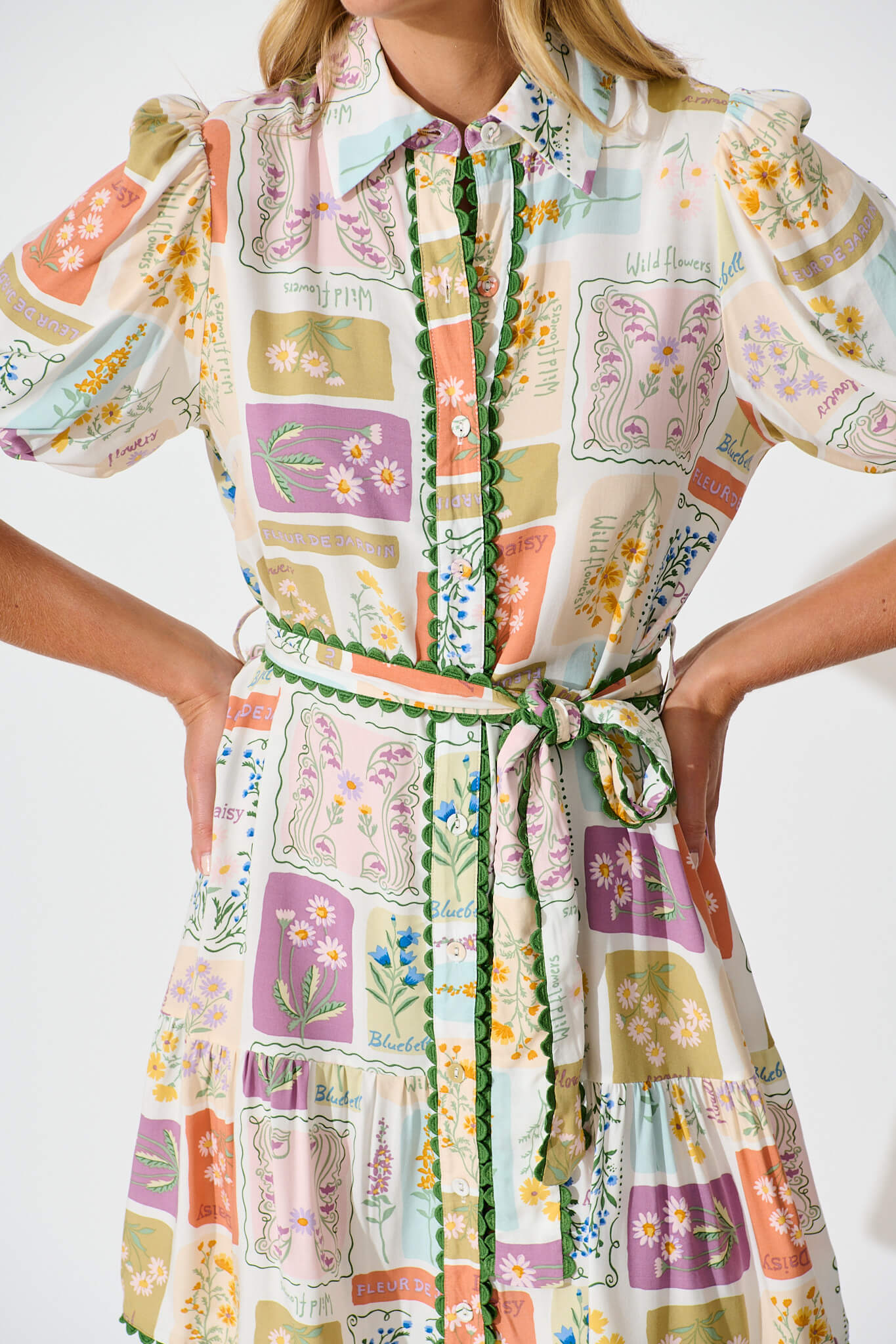 Fairytales Shirt Dress In Daisy Patchwork Print