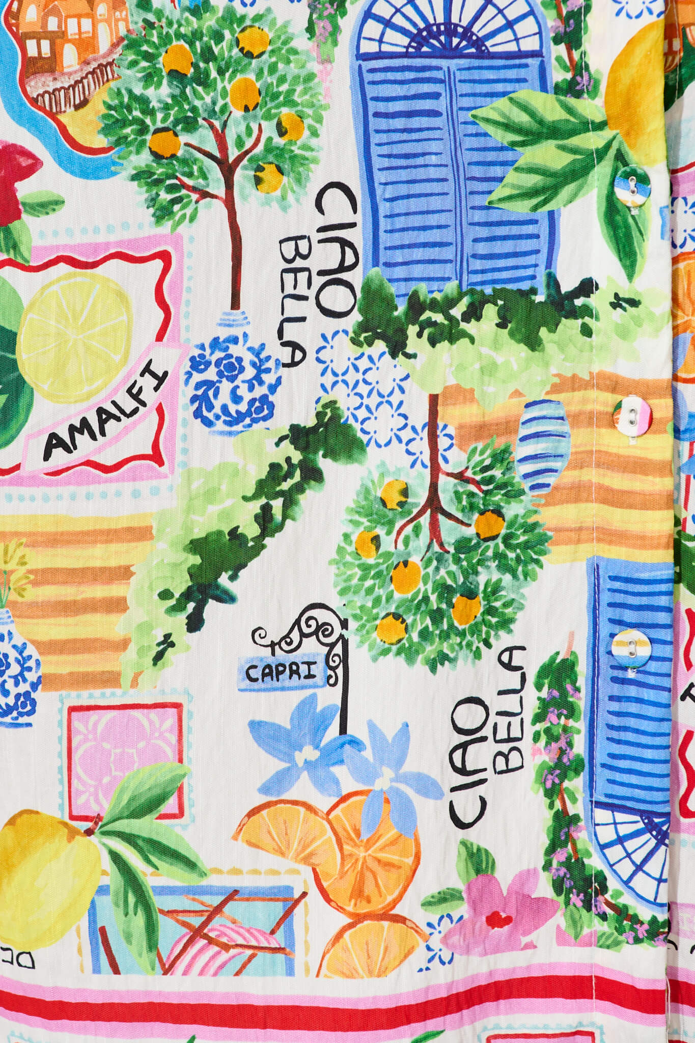 Dearest Midi Shirt Dress In White With Multi Print