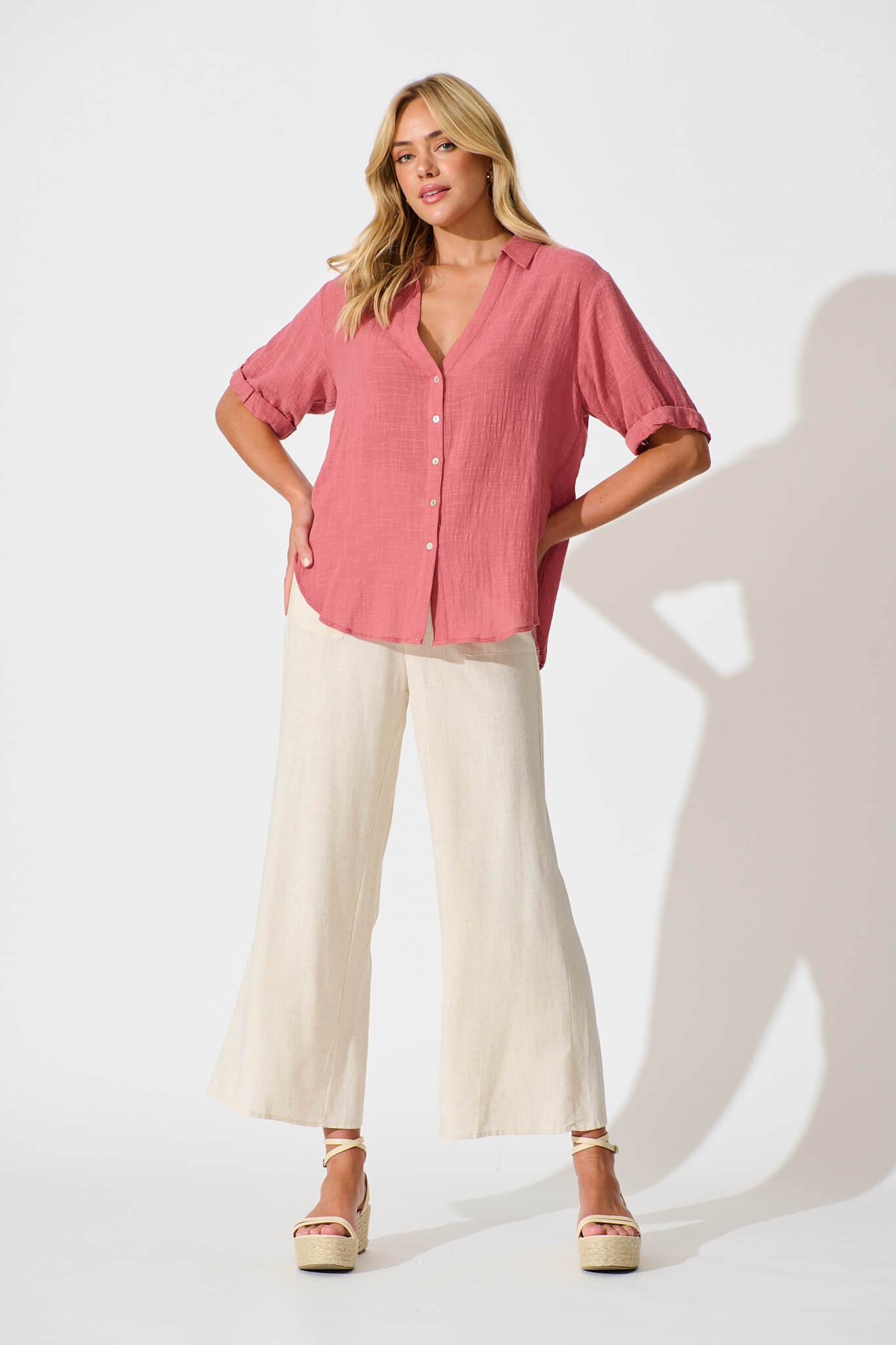 Campbell Shirt in Deep Rose Cotton