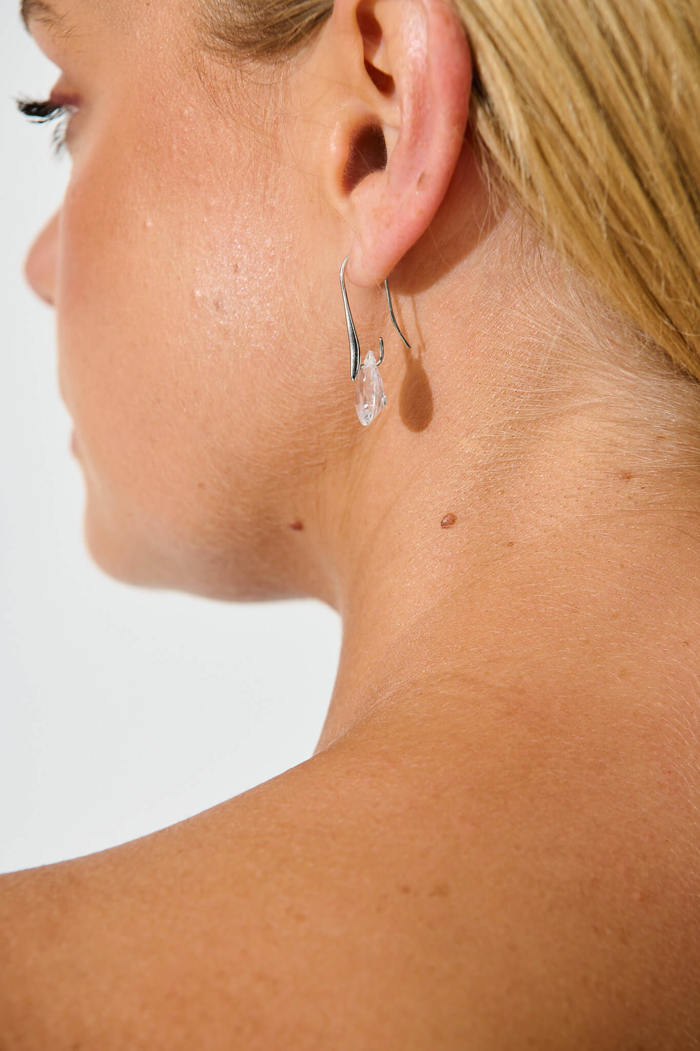 Avis Hook Earrings in Silver with Diamante