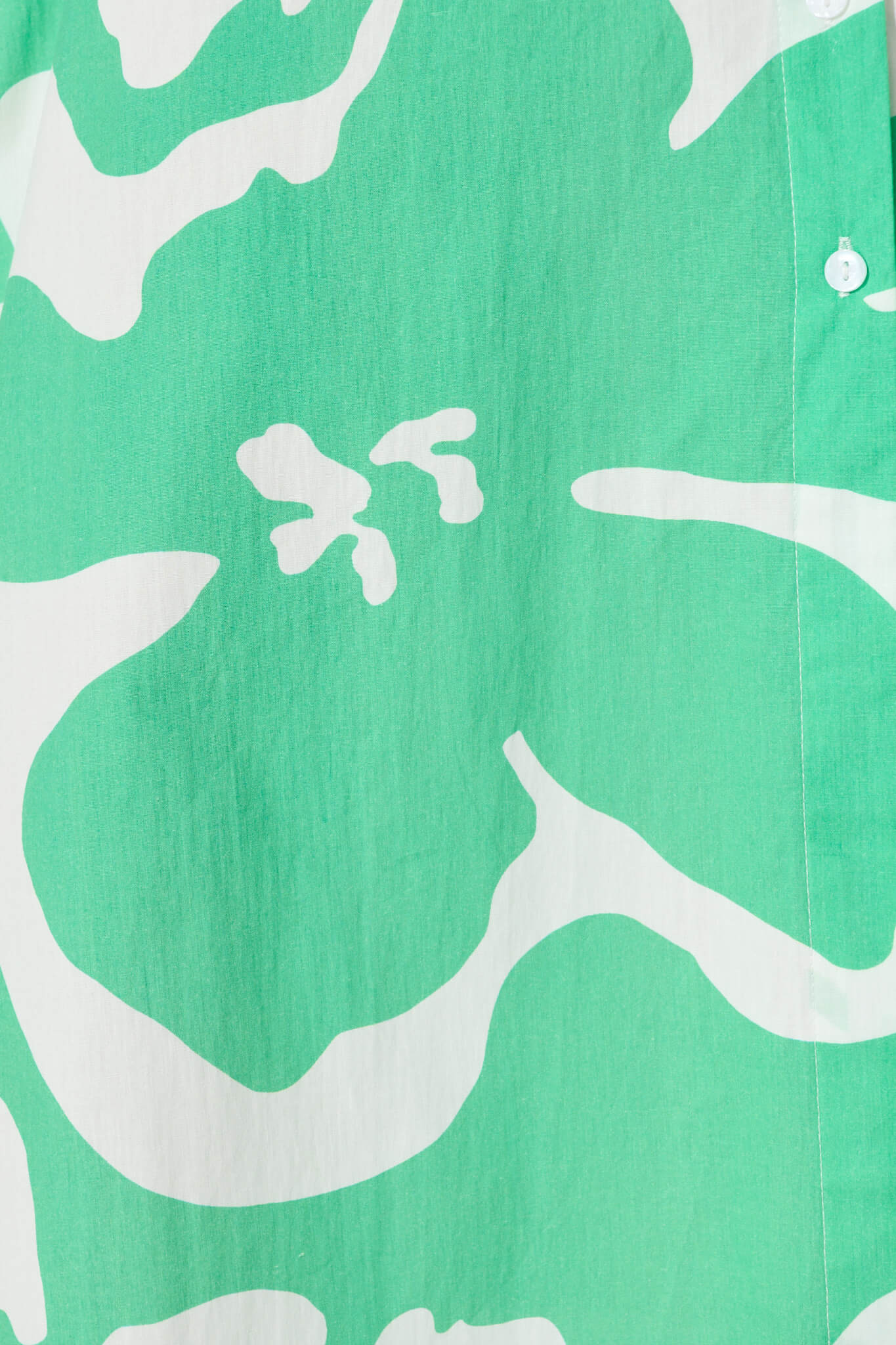 Vino Midi Shirt Dress in Green Print Cotton