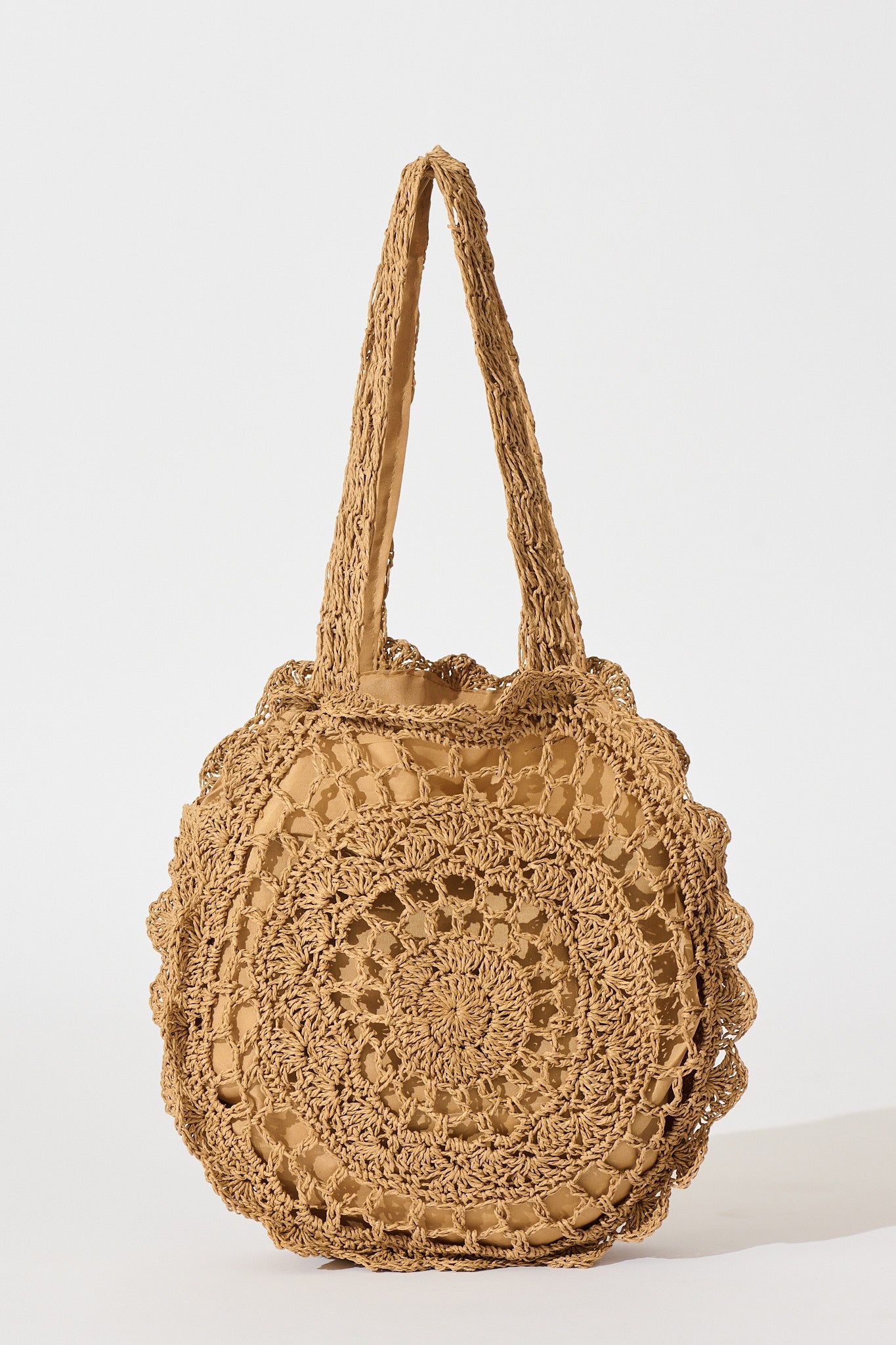 Giada Straw Shoulder Bag in Tan