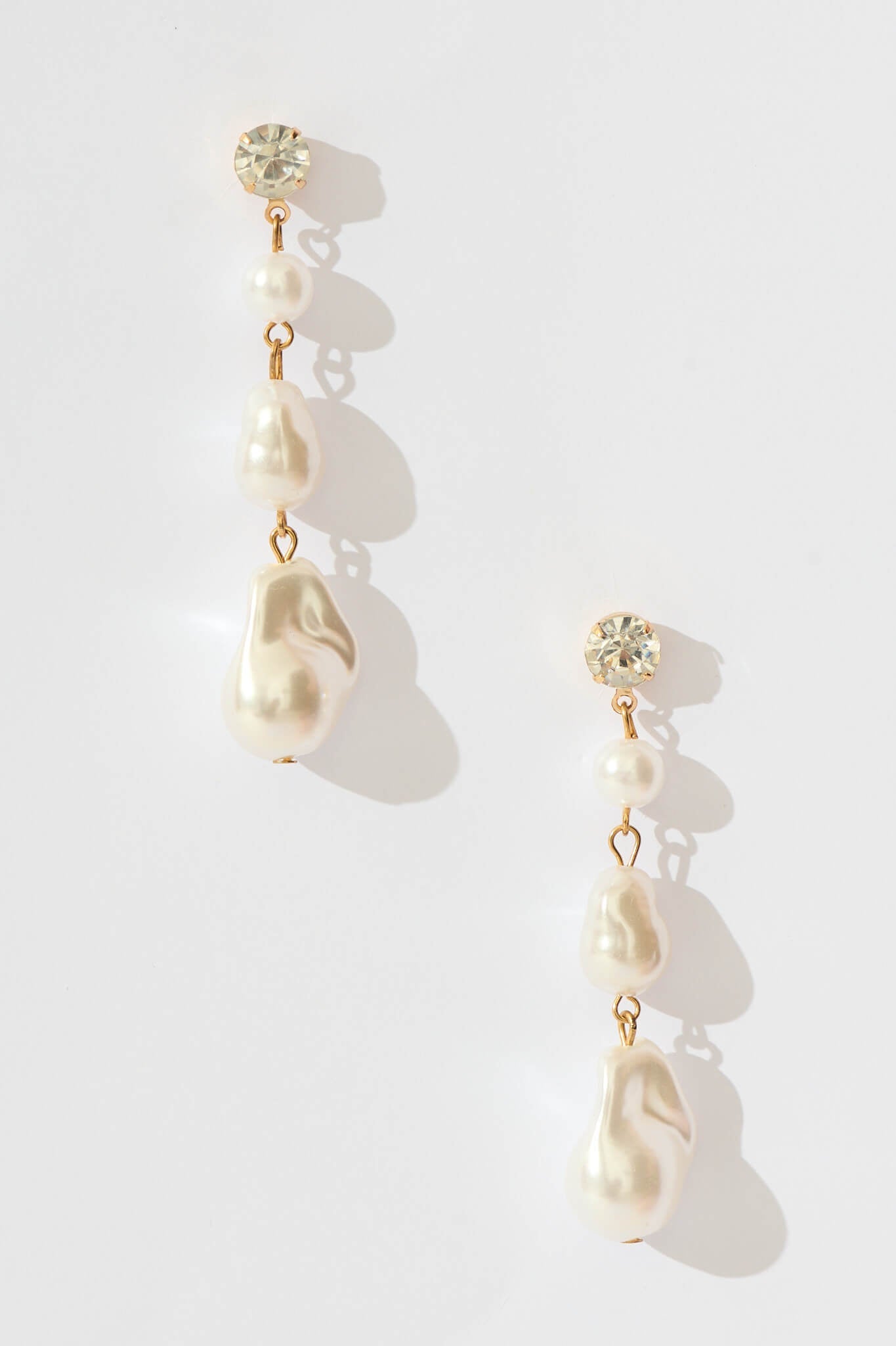 Liaison Drop Earrings in Gold with Pearl and Diamante