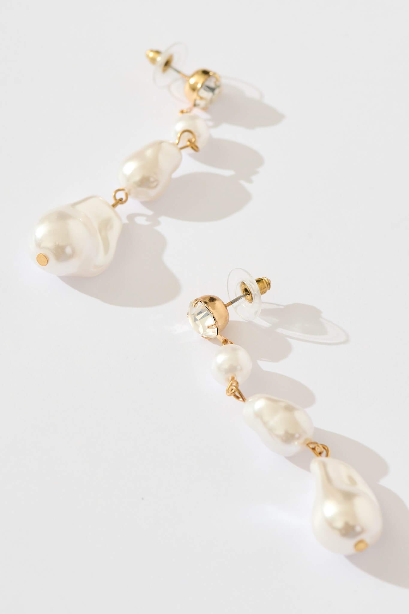 Liaison Drop Earrings in Gold with Pearl and Diamante