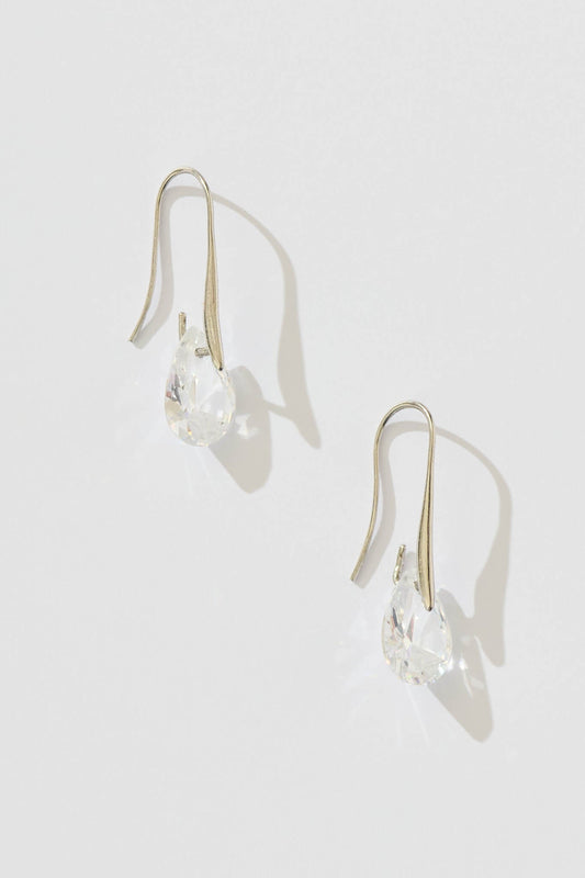 Avis Hook Earrings in Silver with Diamante