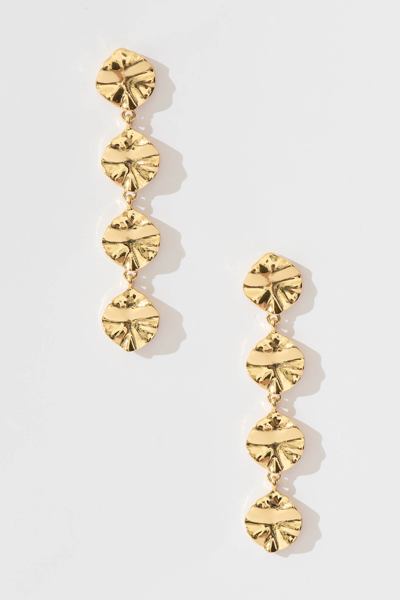 Leonora Textured Metal Drop Earrings in Gold