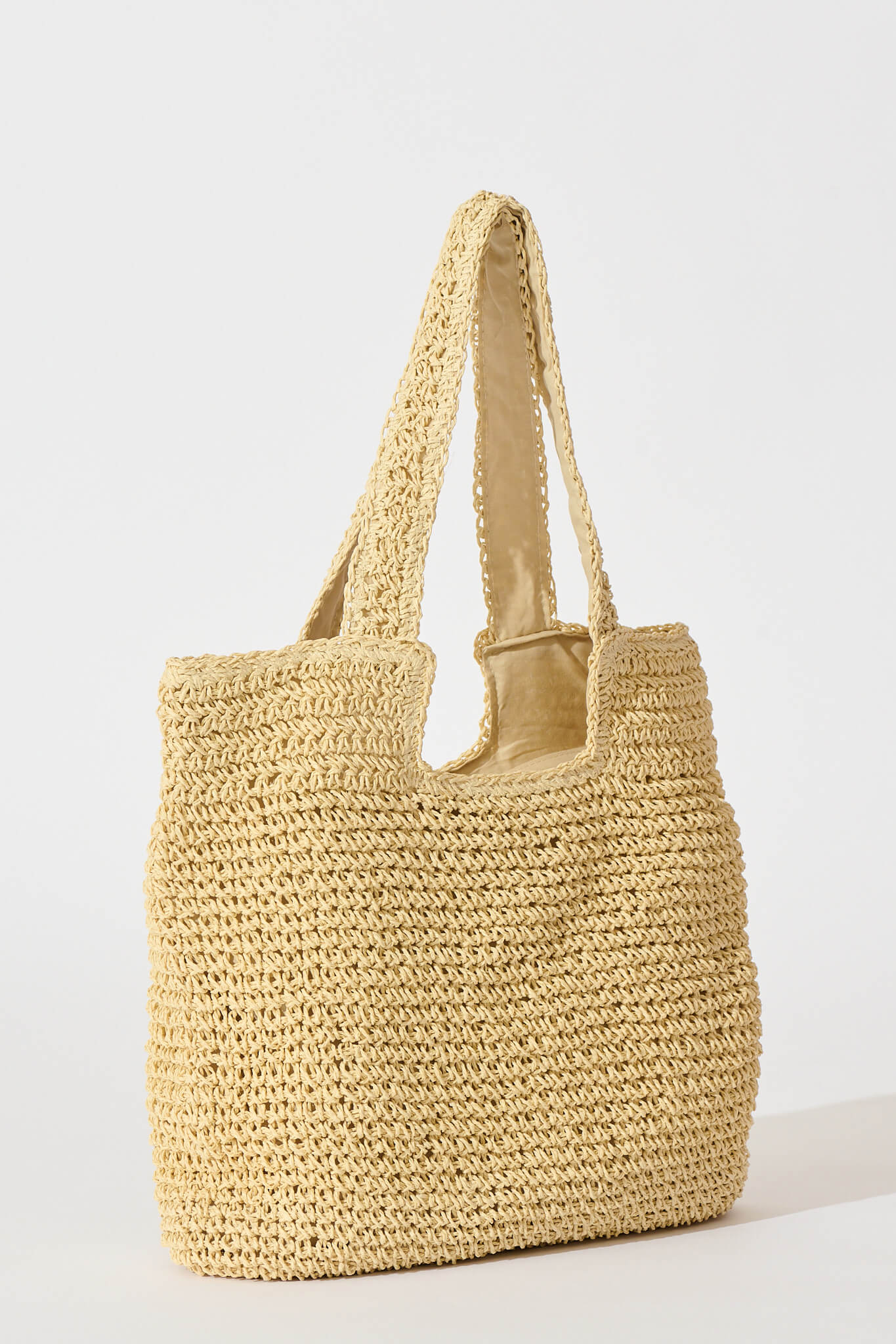 Zoe Straw Tote Bag in Beige