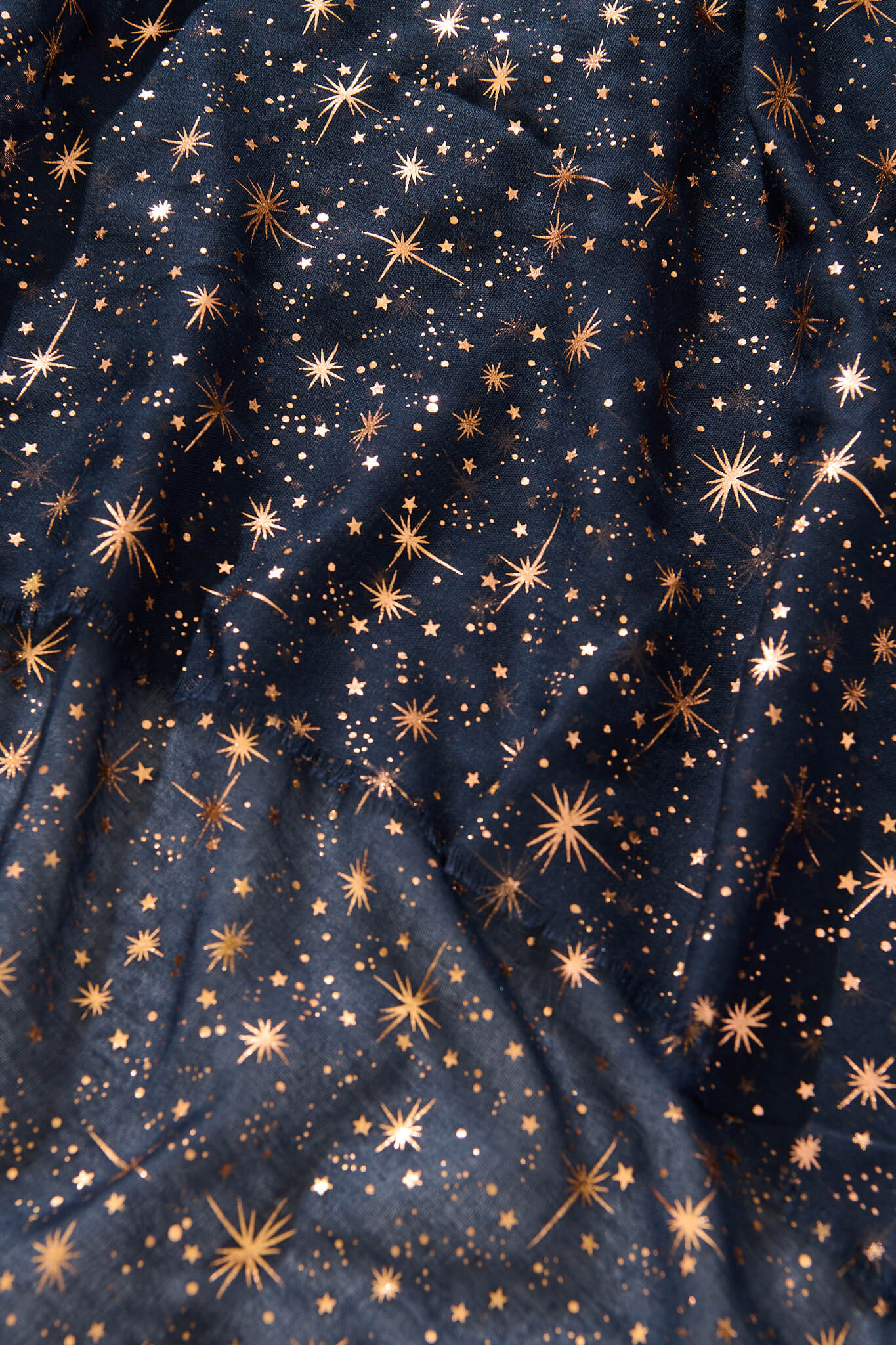 Mazia Scarf in Navy with Rose Gold Foil