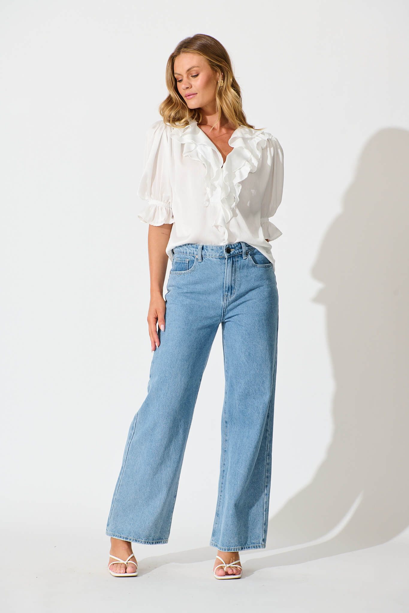 Vivica Top in White Crinkle Satin