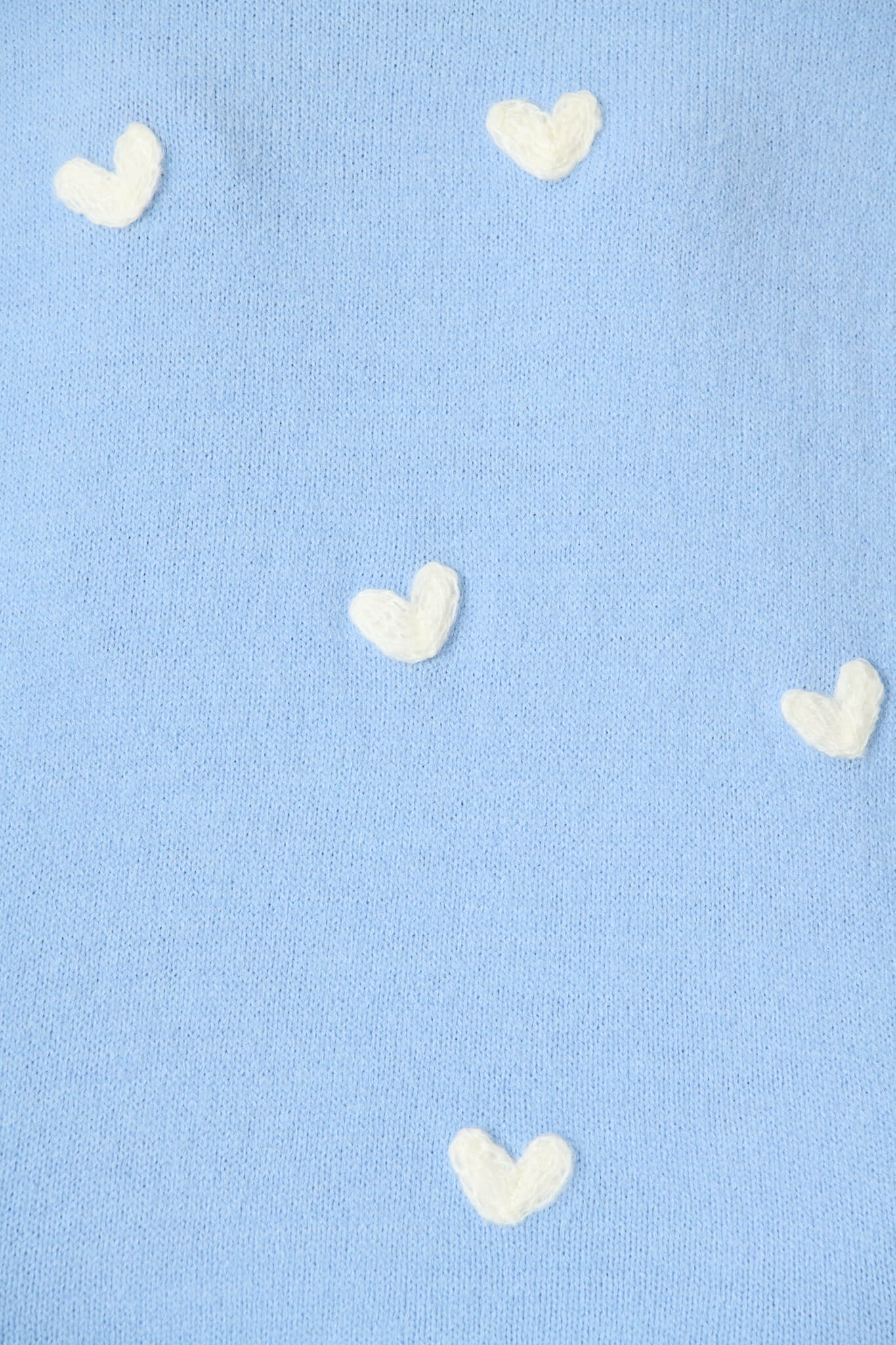 Angie Knit in Pale Blue with Cream Heart Wool Blend