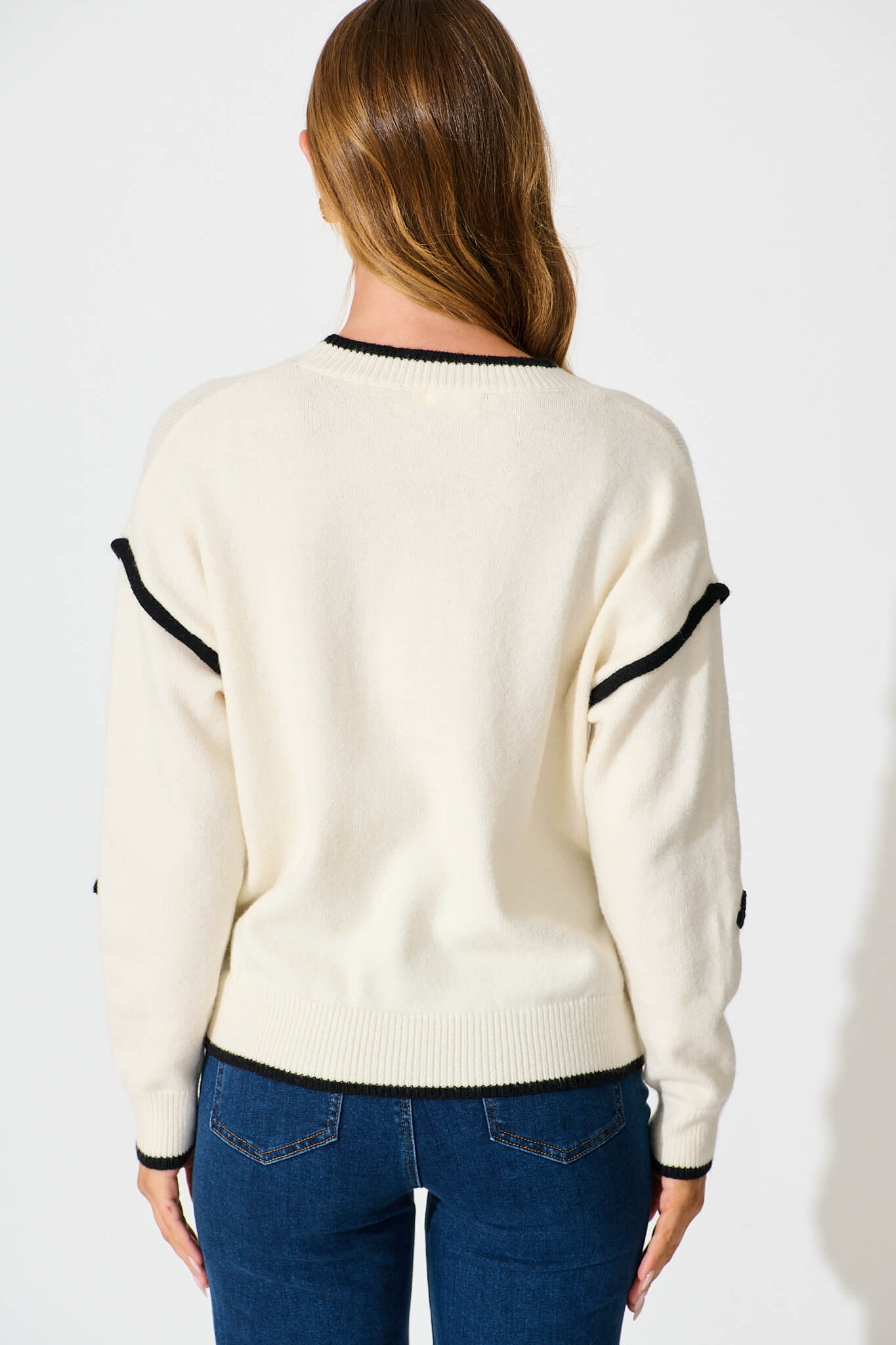 Angie Knit in Cream with Black Heart Wool Blend