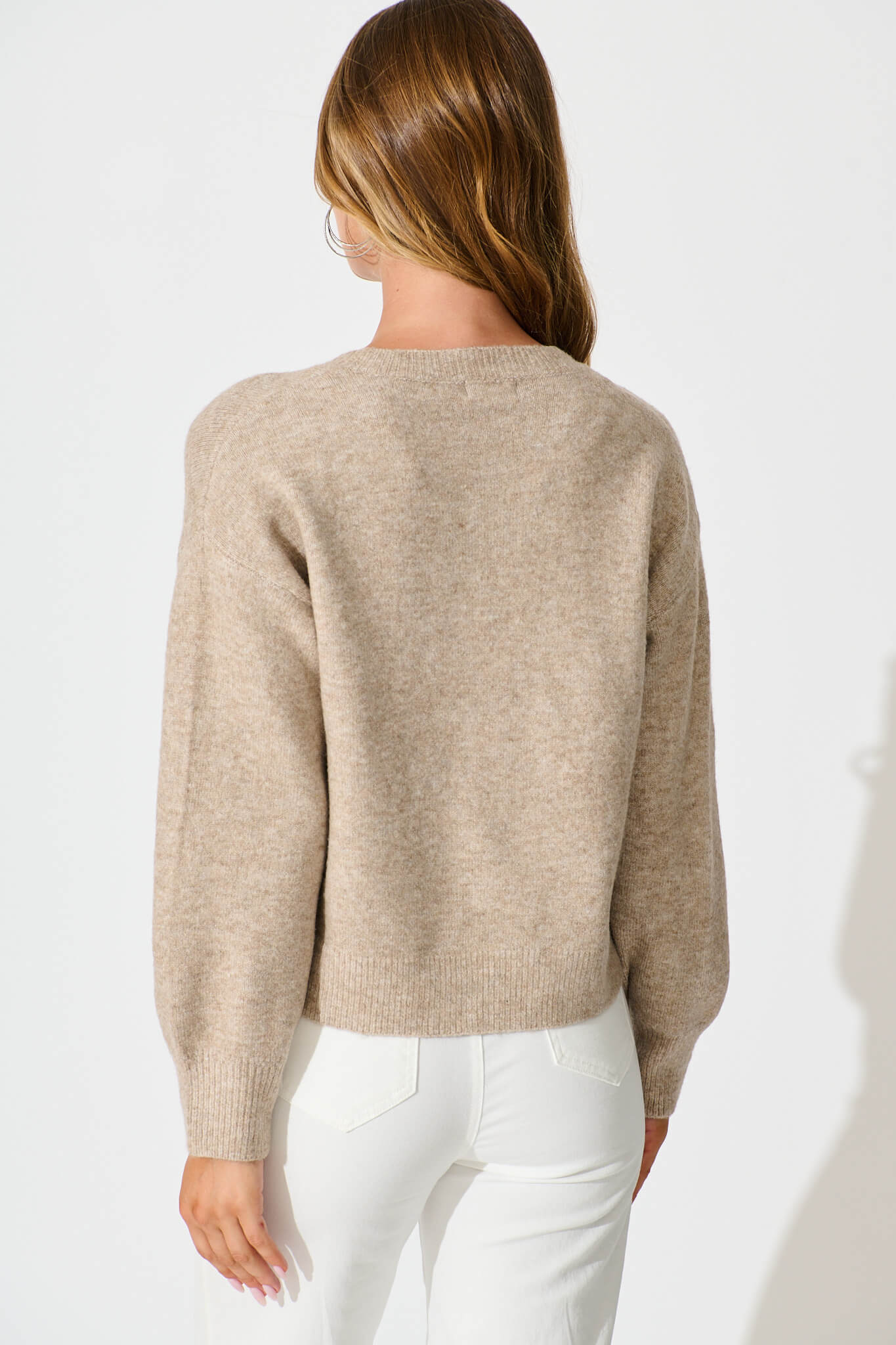 Jayce Knit Cardigan in Beige Wool Blend