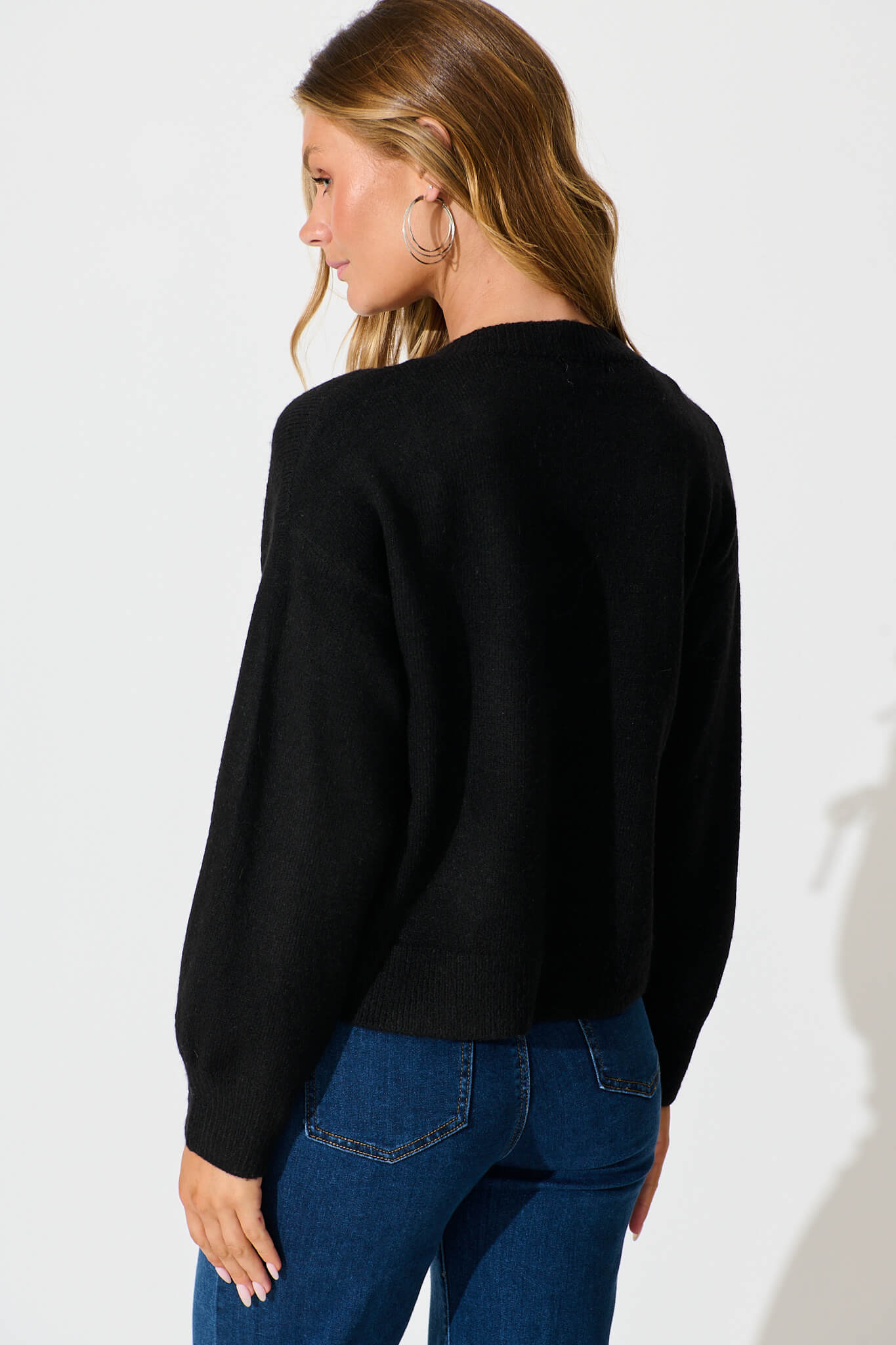 Jayce Knit Cardigan in Black Wool Blend